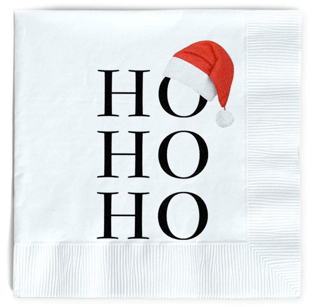 Santa Napkins Funny Christmas Napkins Paper Cute Fun Holiday Party Napkin 40 Pack, Disposable 6.5 Inches Dinner Parties, Cocktail, Luncheon, Lunch Buffet, Appetizer, Dessert
