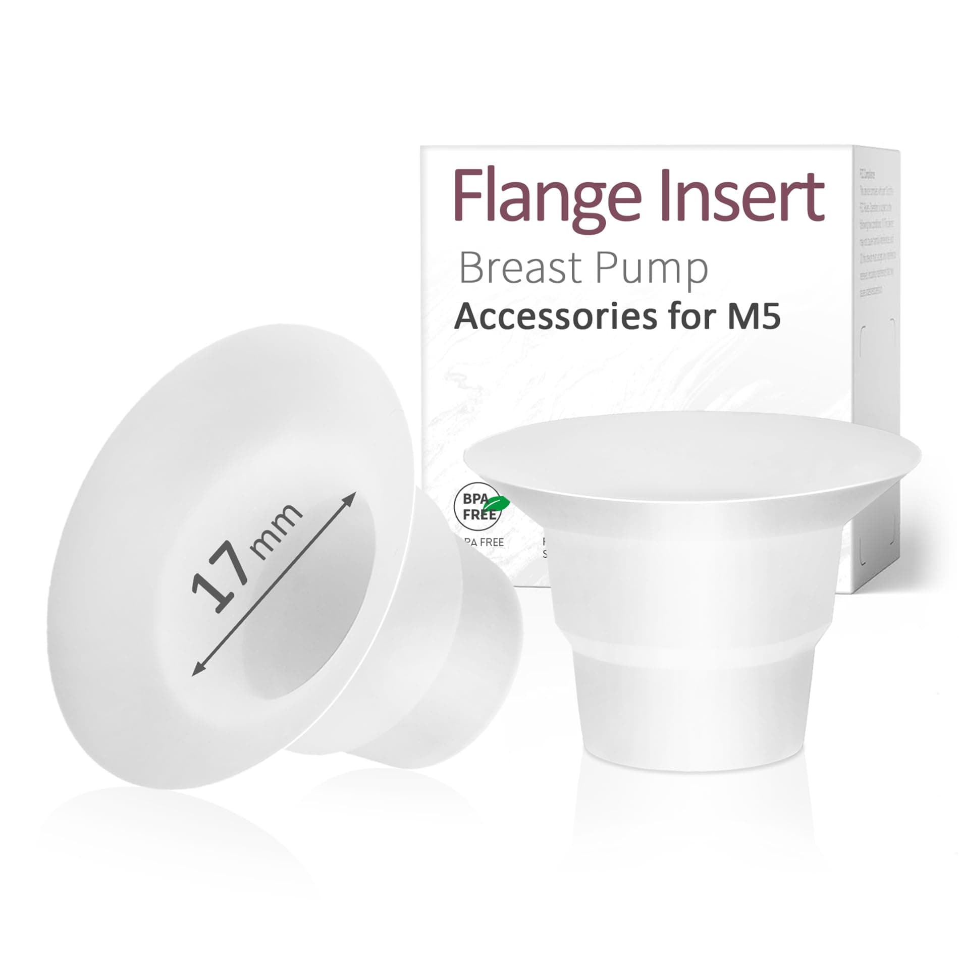 17mm Flange Insert Compatible with Momcozy M5, Only Suitable for Use with The Momcozy M5 Wearable Breast Pump, Not Original M5 Breast Pump Replacement Accessories, 2 Piece Set (17mm)