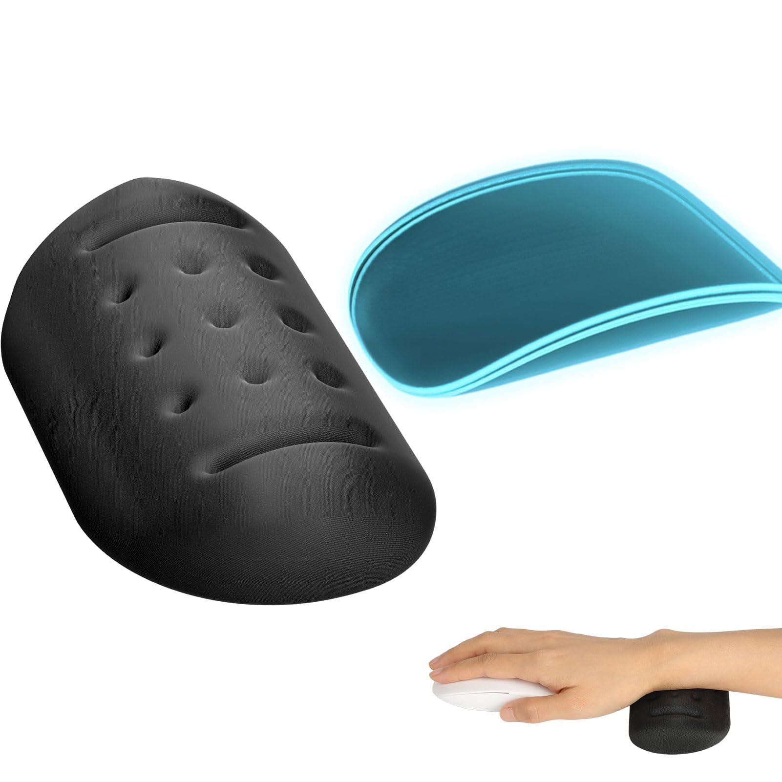 KTRIOMassage Holes Wrist Rest for Mouse, Slow Rebound Memory Foam Wrist Rest Support for Easy Typing & Pain Relief for Computer, Office & Home, BlackGlobal Recycled StandardGlobal Recycled StandardGlobal Recycled Standard