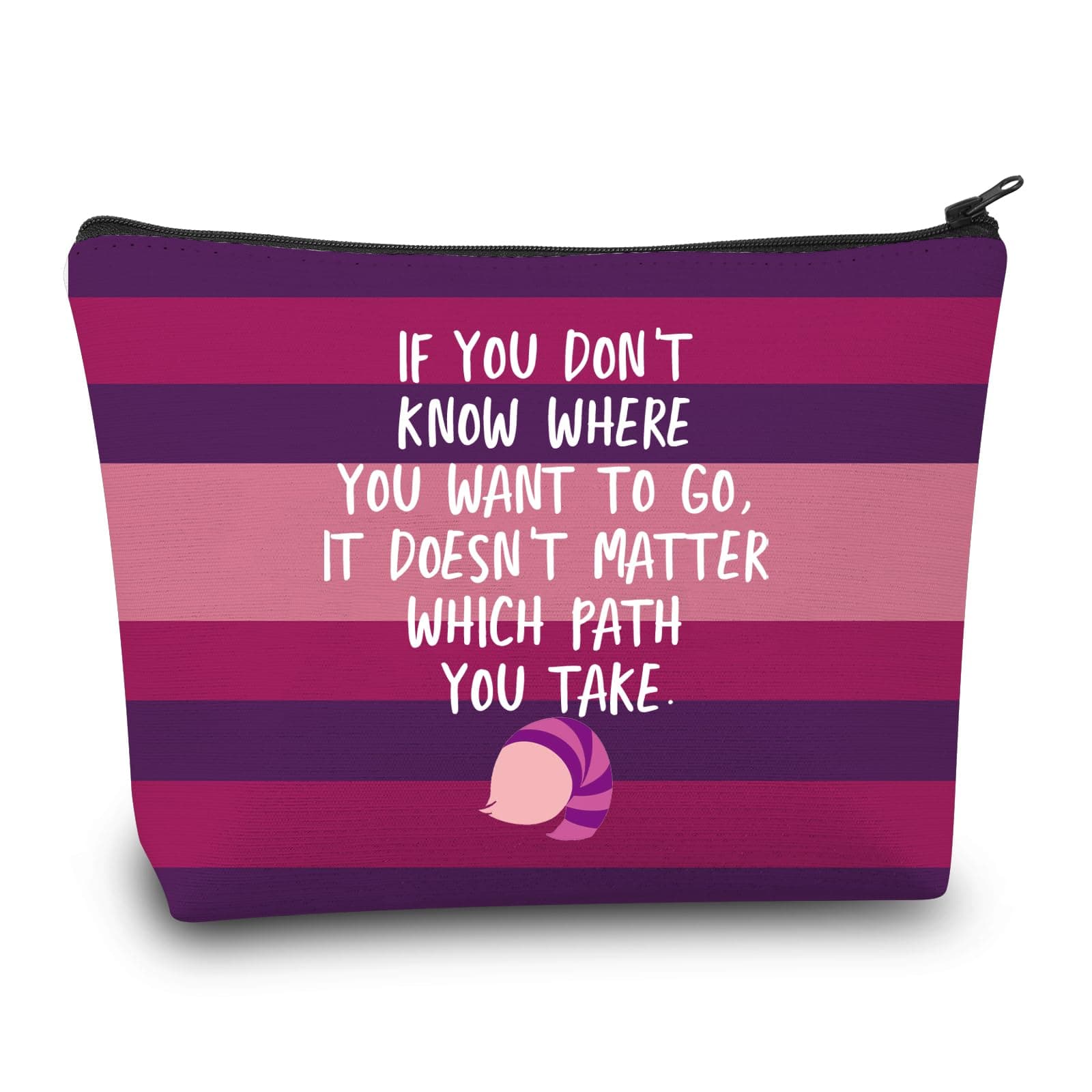 BDPWSS Cheshire Cat Makeup Bag Cheshire Cat Fan Gift Alice Lover Alice Fan Gift Smiling Cat Alice Wonderland Fan Zipper Pouch (Path You Take)