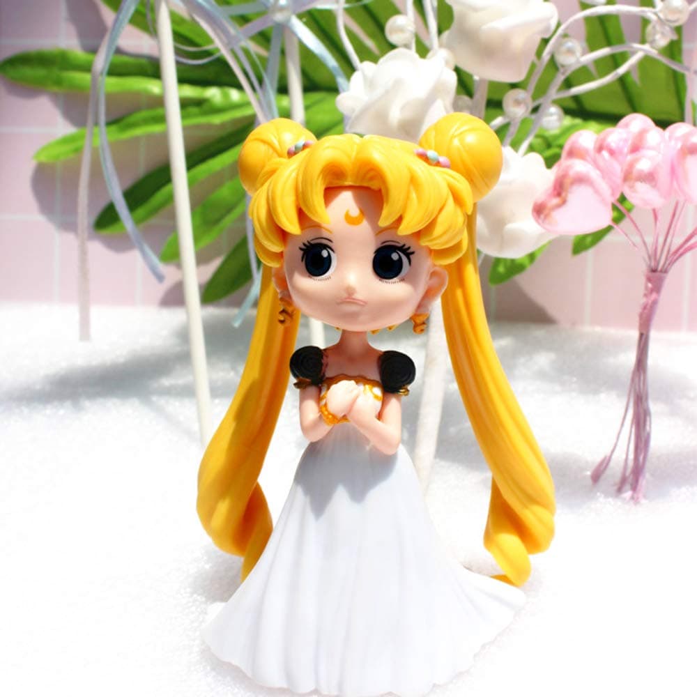 YSpring POP Anime Sailor Moon Decorative Ornaments Elegant Tsukino Usagi Princess Collectible Vinyl Action Figure Sculpture(Style A)