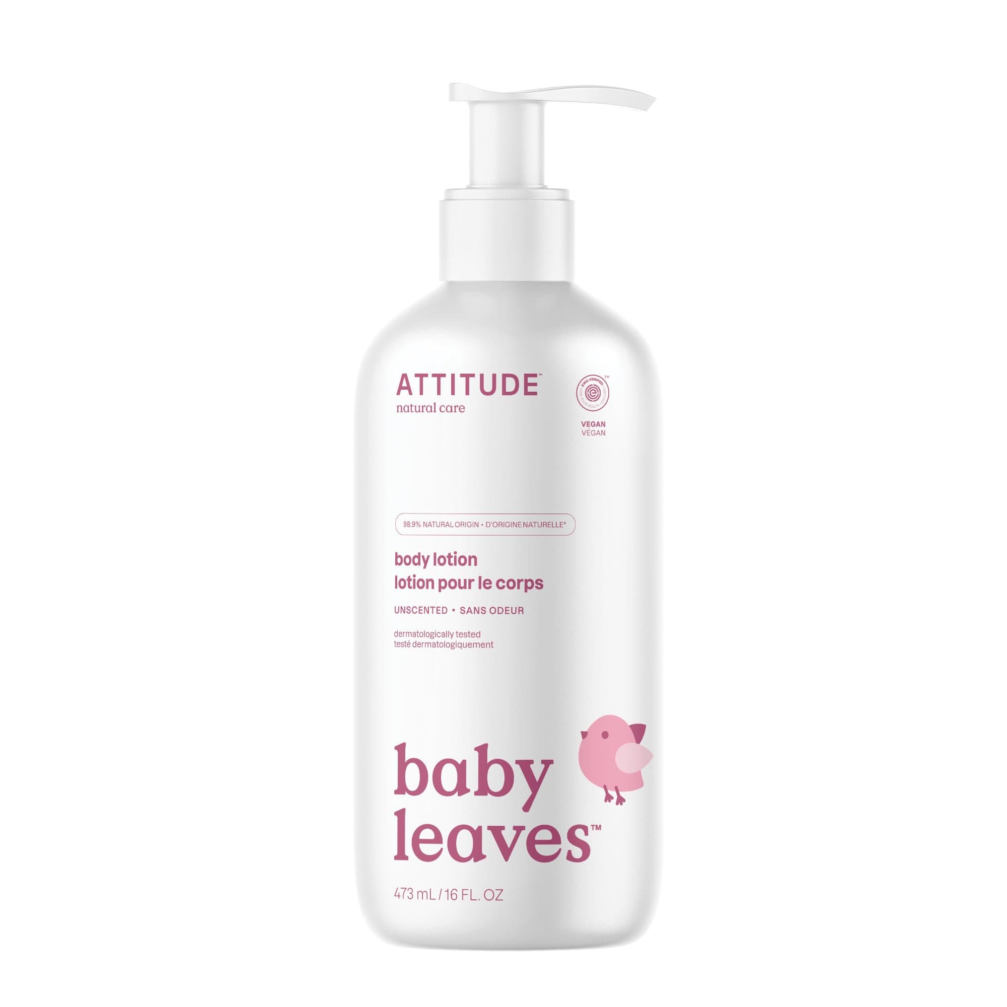 ATTITUDE Baby Lotion, EWG Verified Moisturizer, Dermatologically Tested Moisturizing Cream, Vegan, Unscented, 473 mL