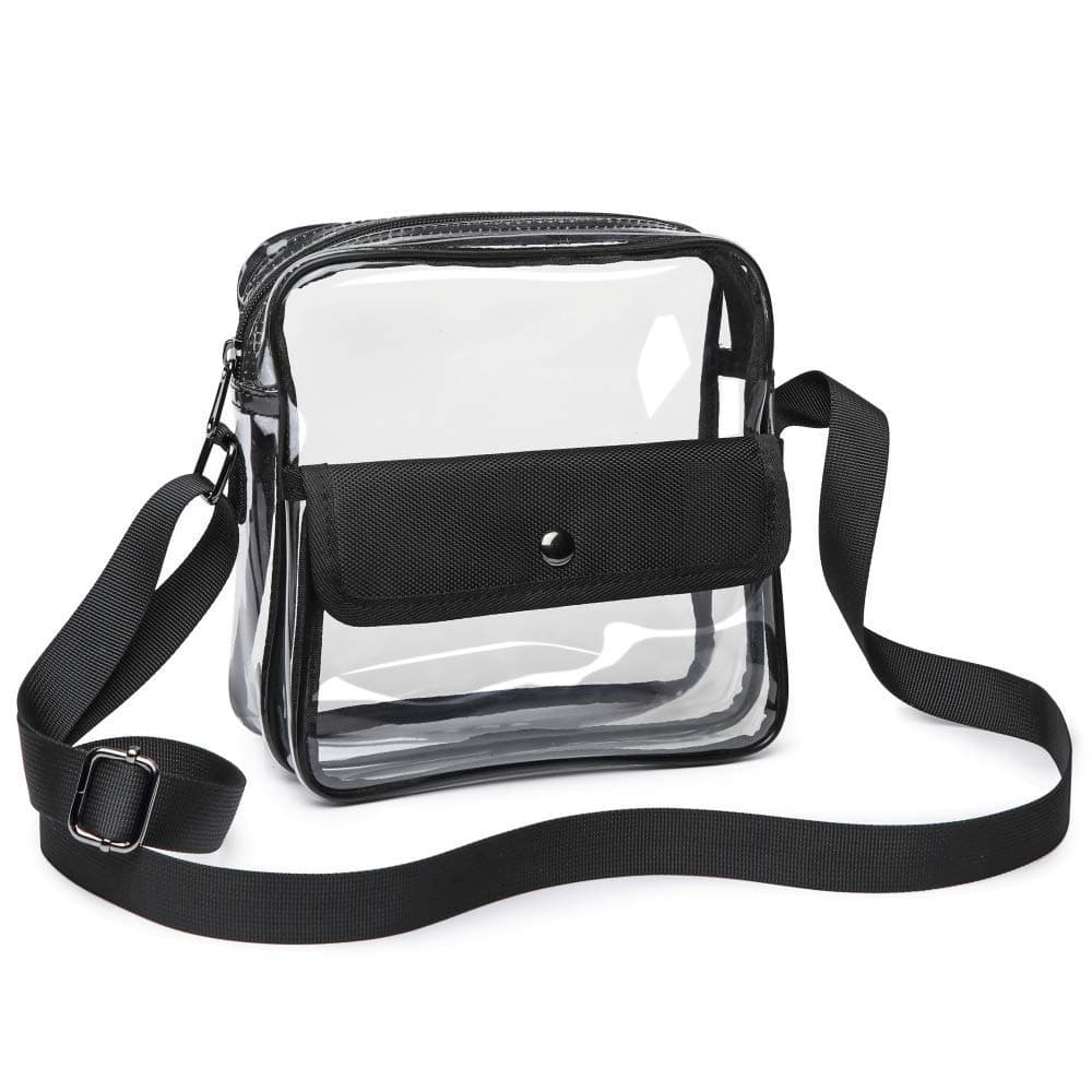 SPEEDEVE Clear Crossbody Bag for Women Men Waterproof Multifunction Tote Bag,Black