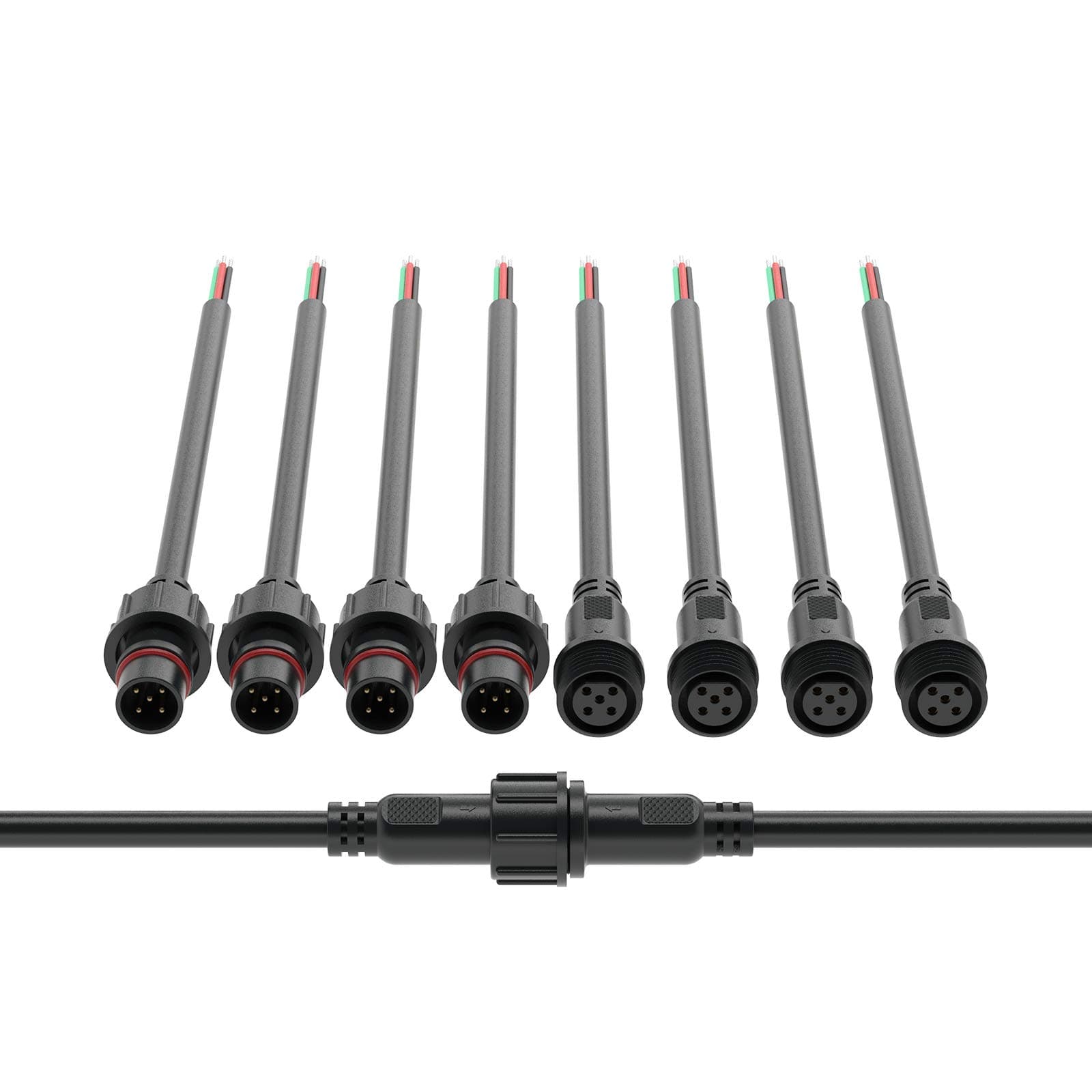 5 Pin Electrical Connector 22AWG IP65 Male Female Connector 7.87in/20cm Extension Cable for Car,Truck,Boat,Indoor/Outdoor LED Strip Lights/String 22mm Nut Big Size 5 Pairs