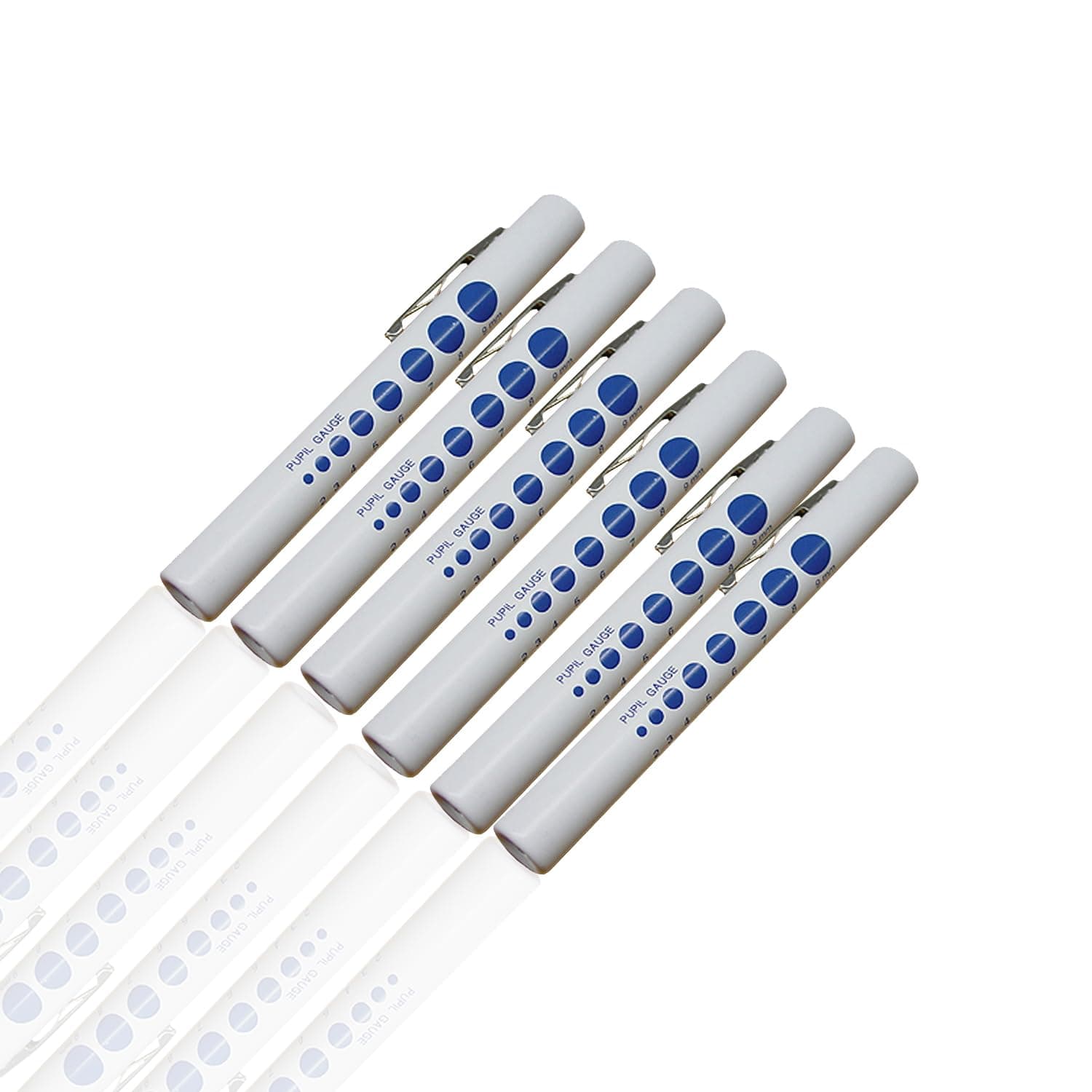 EMI White Bright LED Disposable Pen Light Diagnostic Medical Penlight with Pupil Gauge - 6 Pack