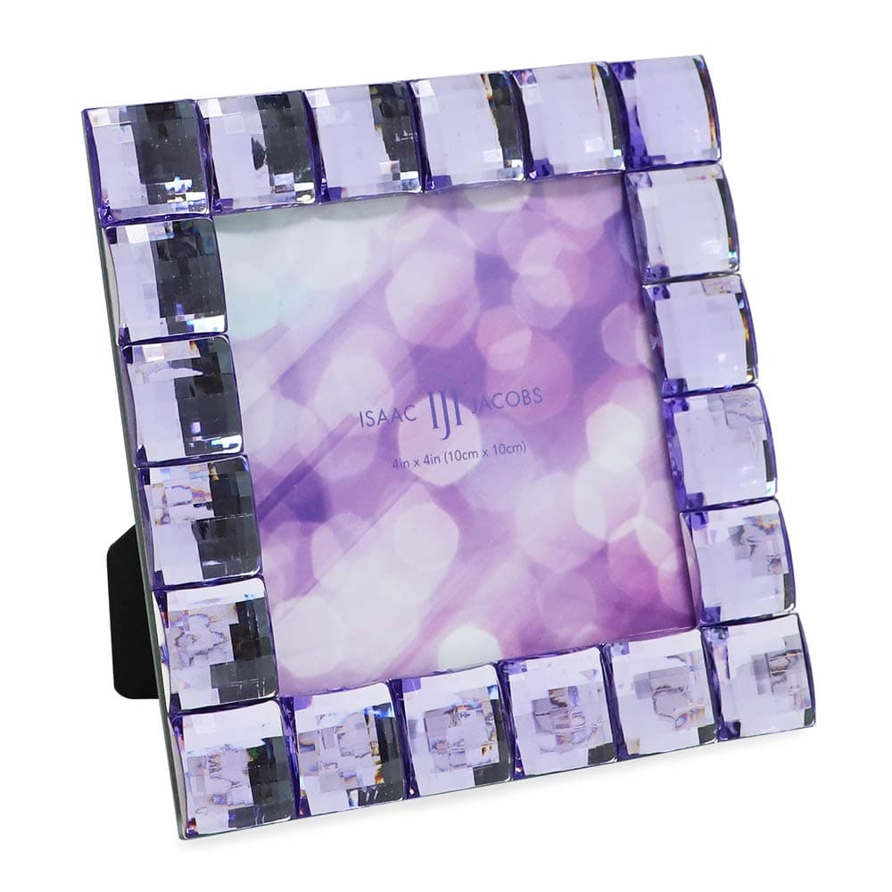 Isaac Jacobs Decorative Sparkling Light Purple Jewel Picture Frame, Photo Display & Home Décor (4x4, Light Purple)