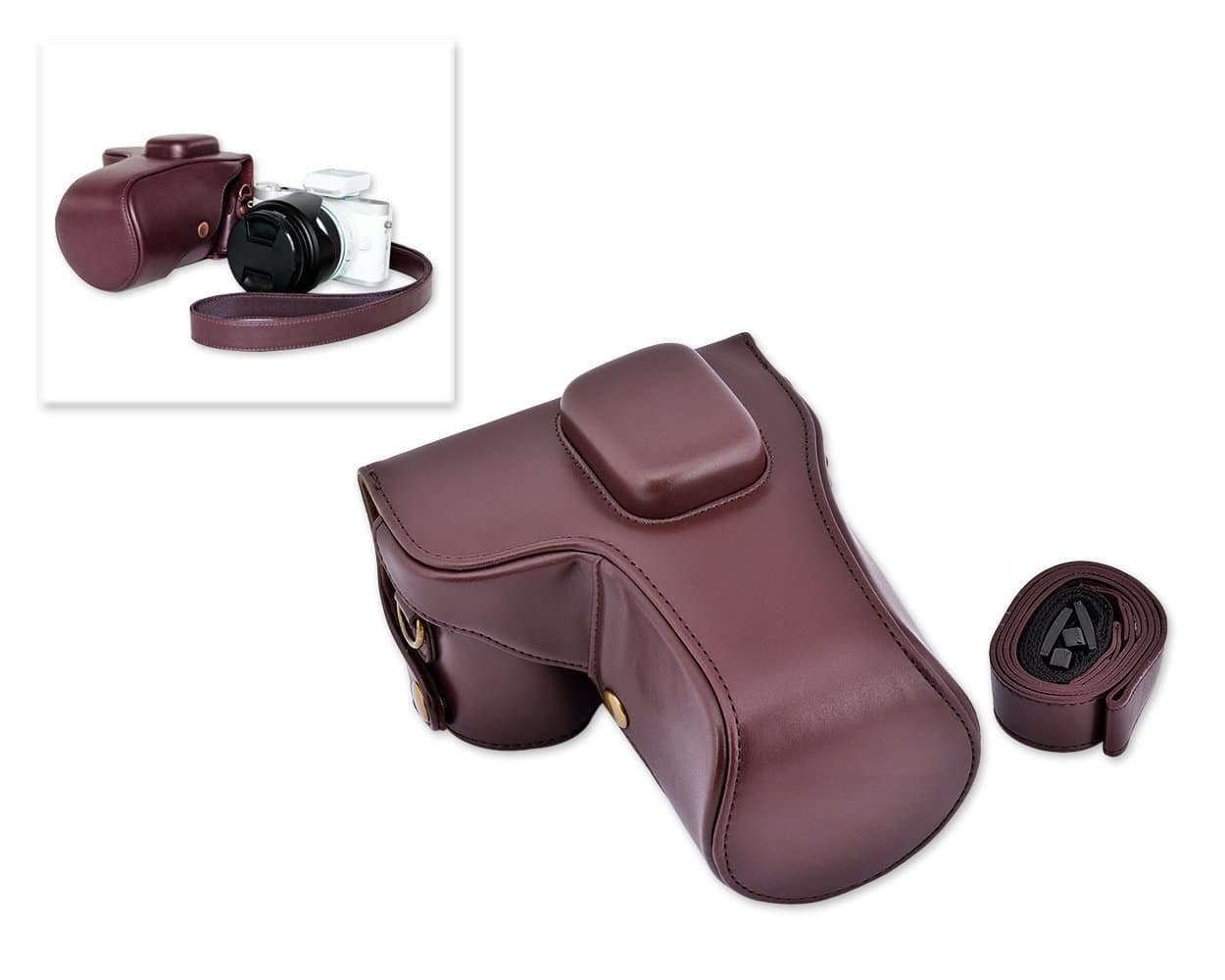 Usmile Retro Detachable Leather Camera Case , Bag with Shoulder Strap for Samsung NX300 with 18-55mm or Prime Lens(Dark Brown)
