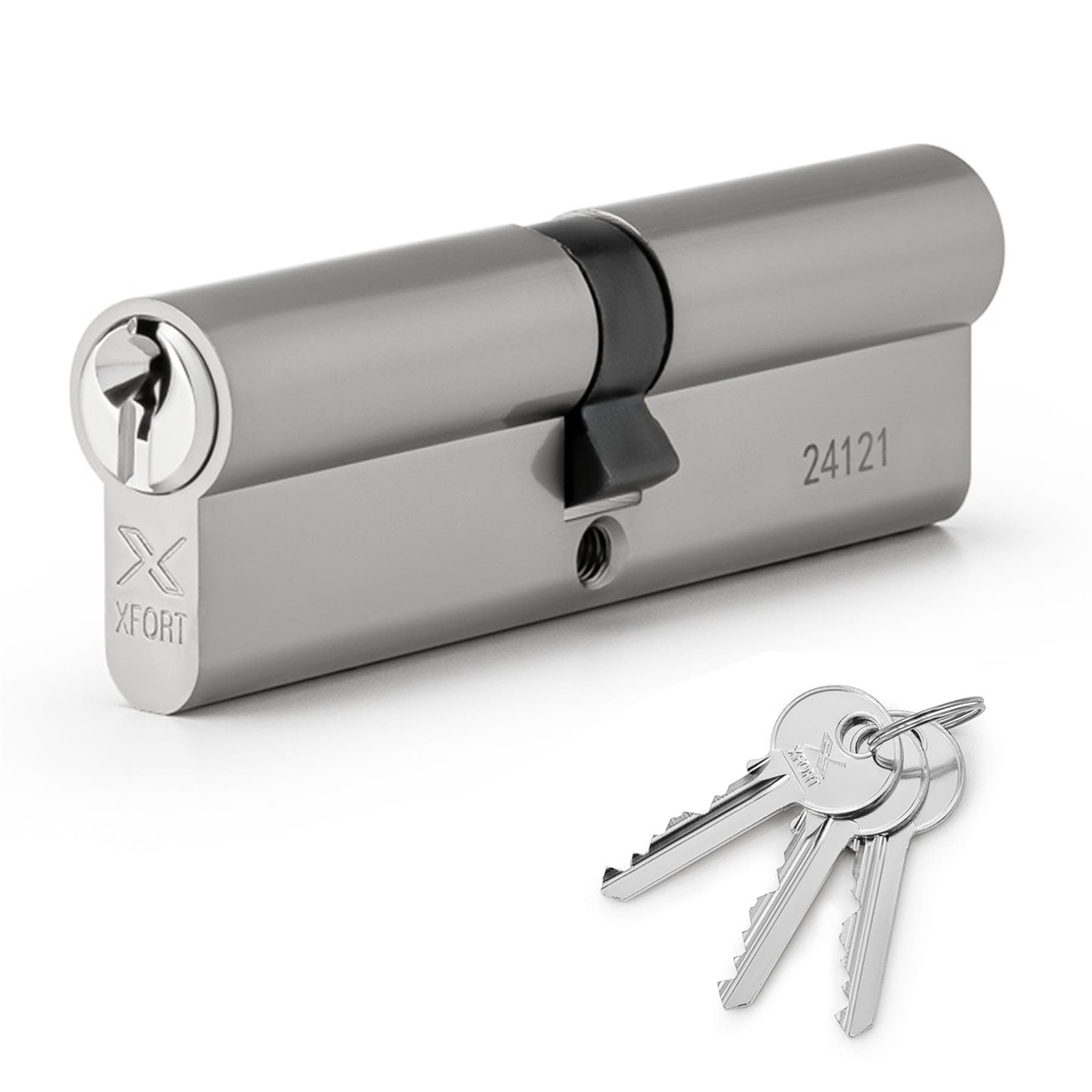XFORT Chrome 35/50 Euro Cylinder Lock (85mm), UPVC Door Lock, 6 Pin Cylinder Lock with 3 Keys, PVC Door Lock, Euro Lock Cylinder, Barrel Lock for Front Door or Internal Door