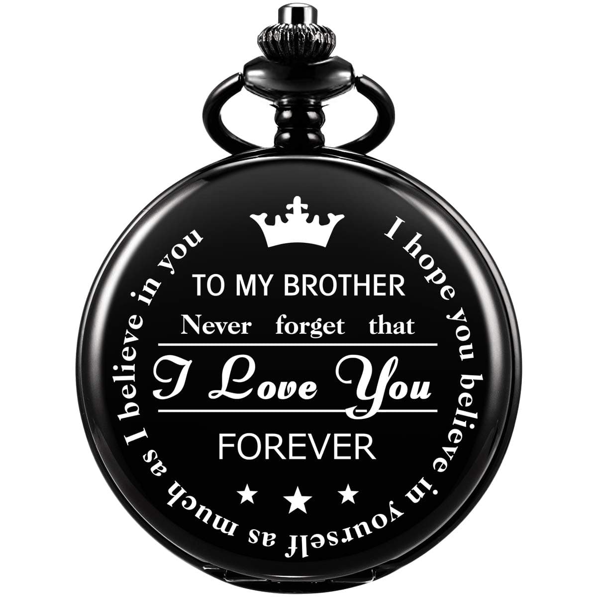 SIBOSUN Pocket Watch Men Personalized Black Chain Quartz Engraved Gifts for Brother from Sister Fathers Day Graduation Gifts for Brother