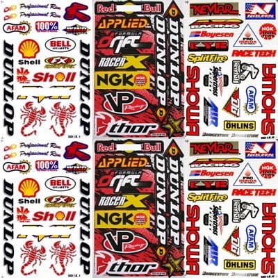 6x ATV Motorcross Dirt Bike Sponsors Helmet Racing Decal Sticker Sheets #DU601-1
