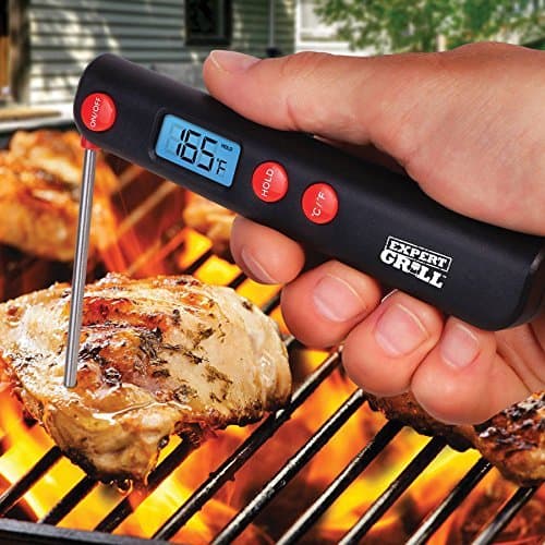 Digital Meat Thermometer, Foldable Fast Reading Stainless Steel Prove Quickly Checks Food Temperature in LCD Screen