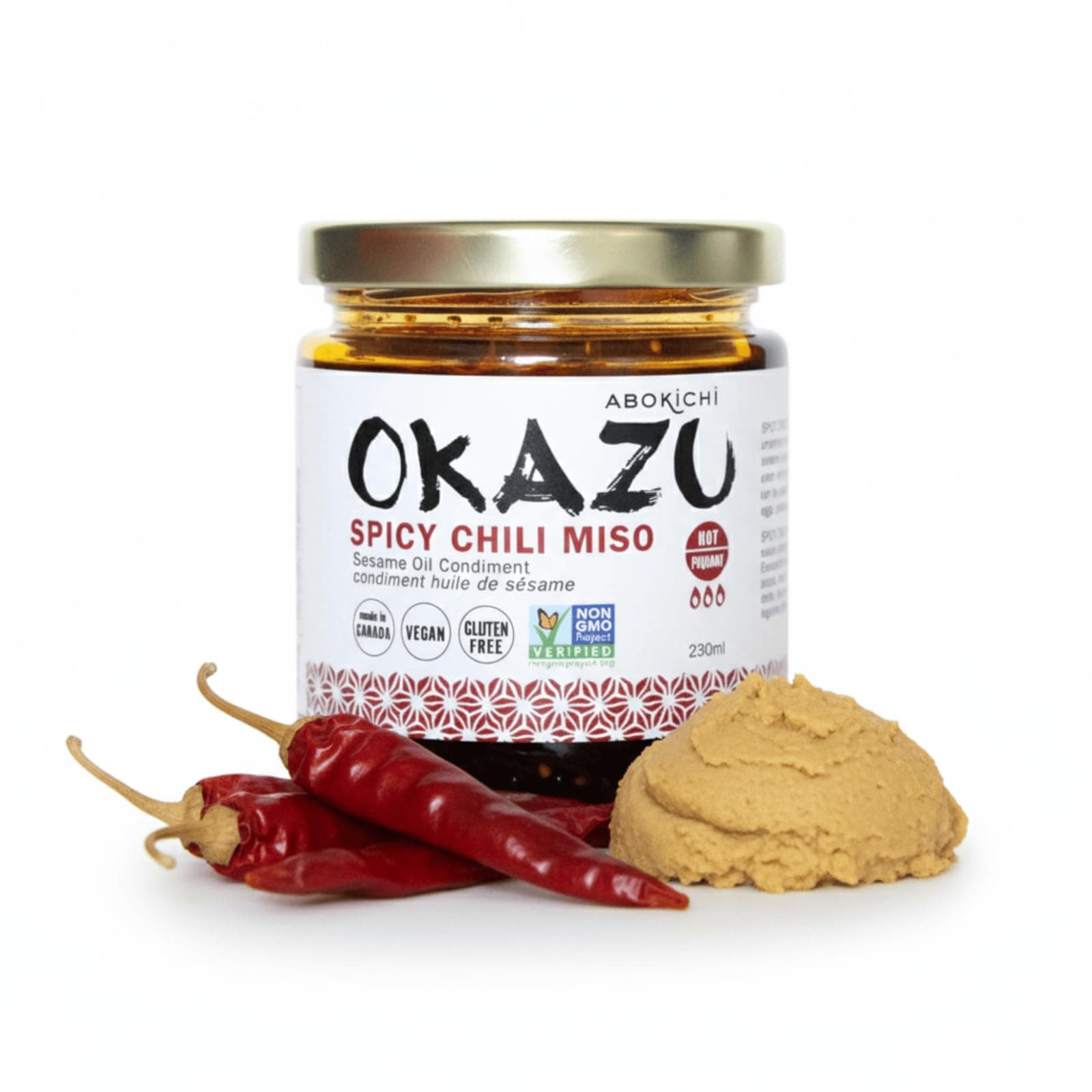 Abokichi OKAZU Premium Japanese Spicy Chili Miso Oil Condiment – Umami-Rich Chili Crisp with Garlic & Sesame, Perfect for Couple Valentine’s Cooking, Date-Night Ramen, Stir Fry & Asian Dishes, 230mL