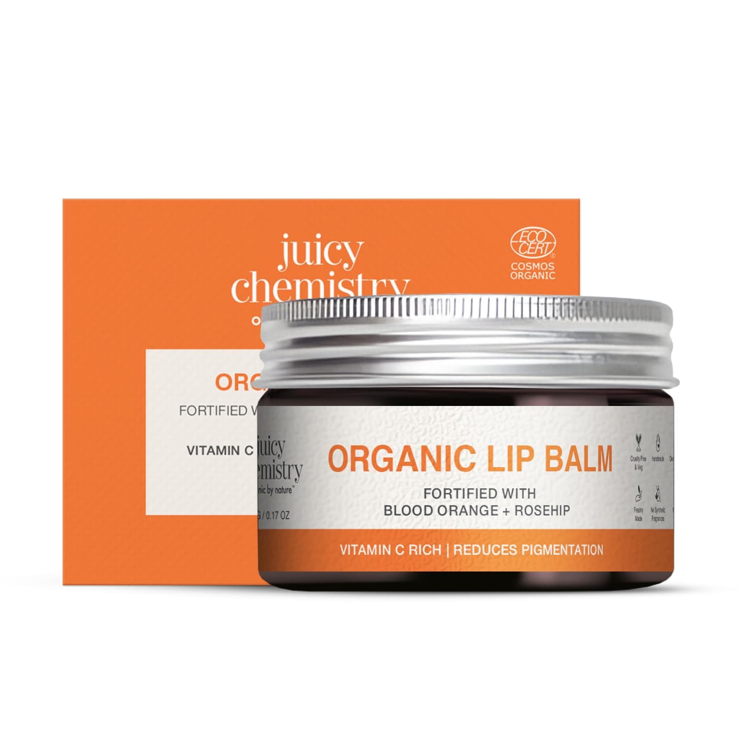 Organic & 100% Natural Lip Balm for Women with Anti-Ageing and Pigmented Lips w/Blood Orange & Rosehip (5gm)