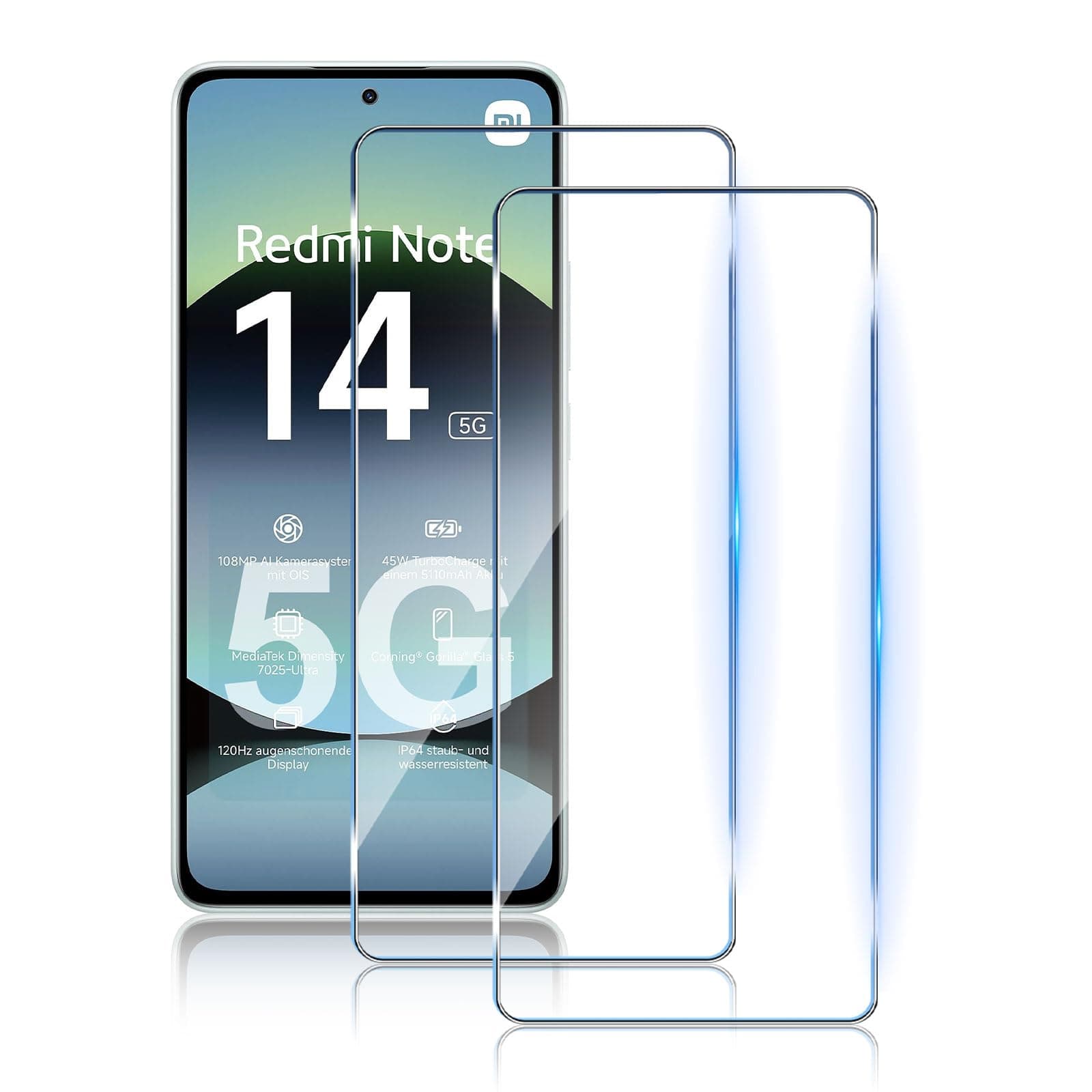 TUTUO[2 Pack Screen Protector Compatible with Xiaomi Redmi Note 14 5G/4G Screen Protector Tempered Glass, No Bubbles, Anti-Scratch, Anti-fingerprint,9H Hardness HD Premium Screen Glass Film