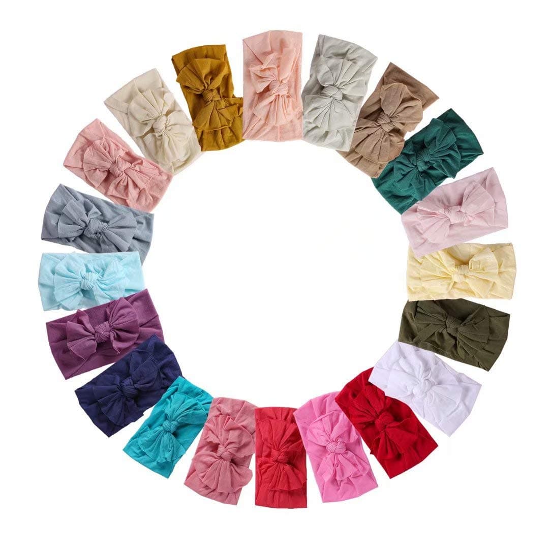 Mookiraer Baby Nylon Headbands Hairbands Hair Bow Elastics for Baby Girls Newborn Infant Toddlers Kids (M-20)