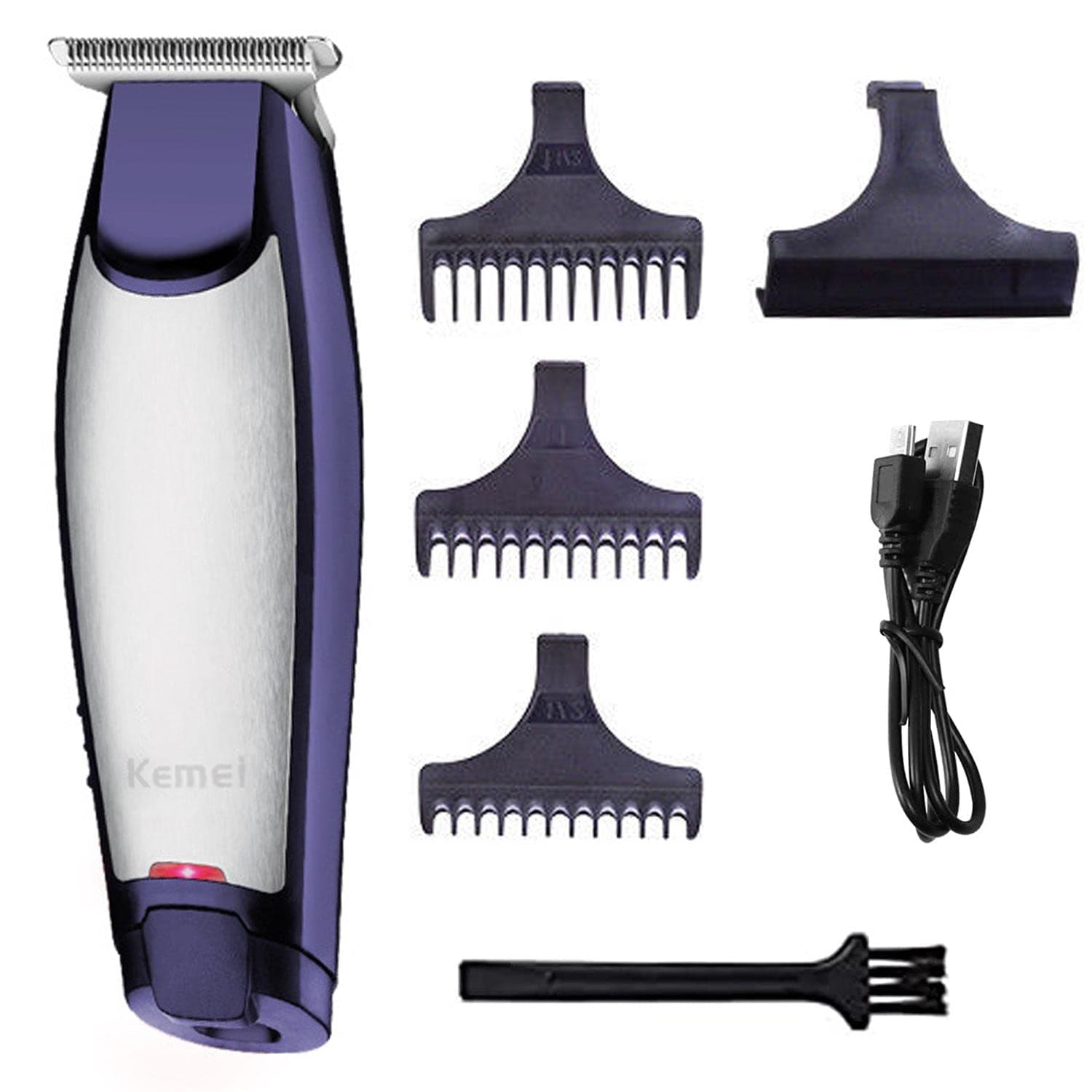 KEMEI Men's Self-Cut Hair Trimmer Waterproof Cordless Rechargeable Hair Cutting Clippers Groomer with Stainless Steel