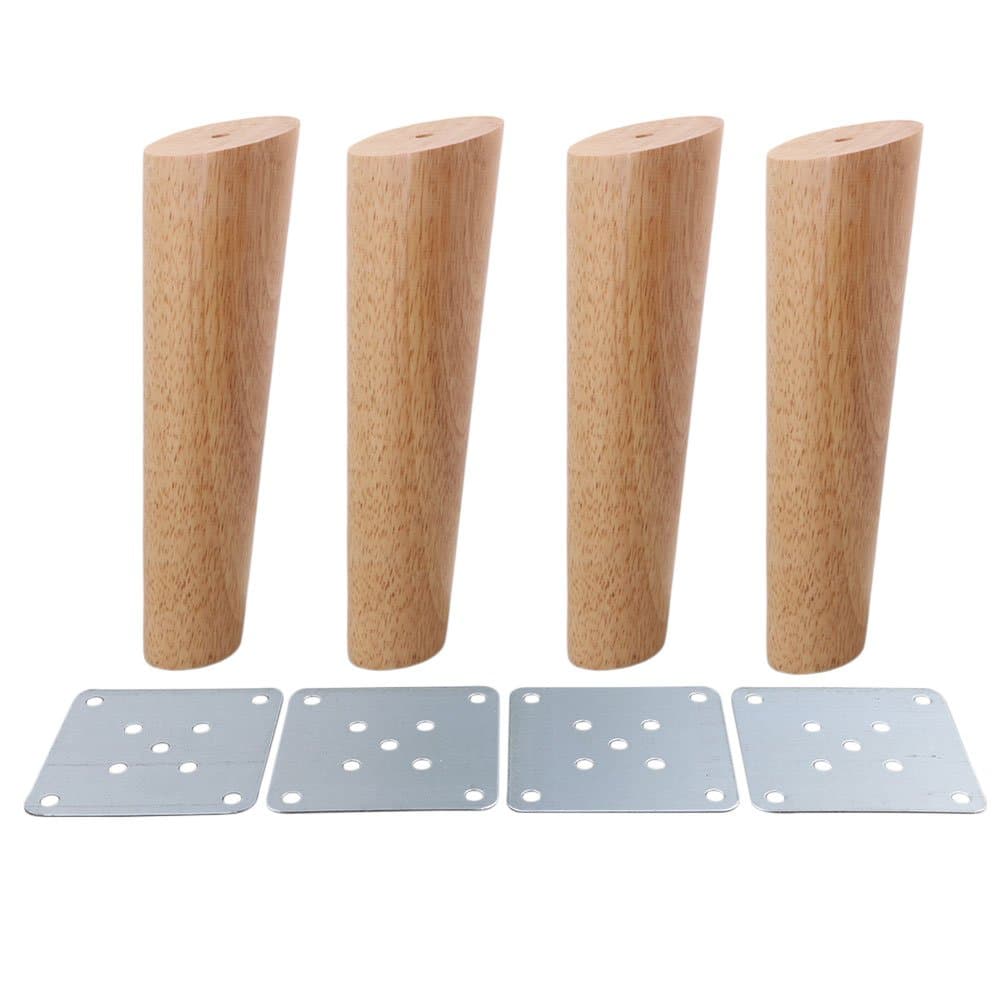 4Pcs Wood Sofa Feet Oblique Tapered Wooden Furniture Legs Wood color, 20cm with white box