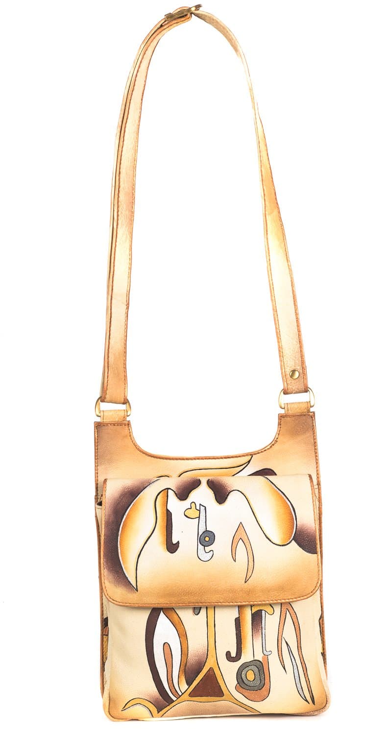 LUCY FEE Genuine Nappa Leather Hand-painted Cross Body Shoulder Bag