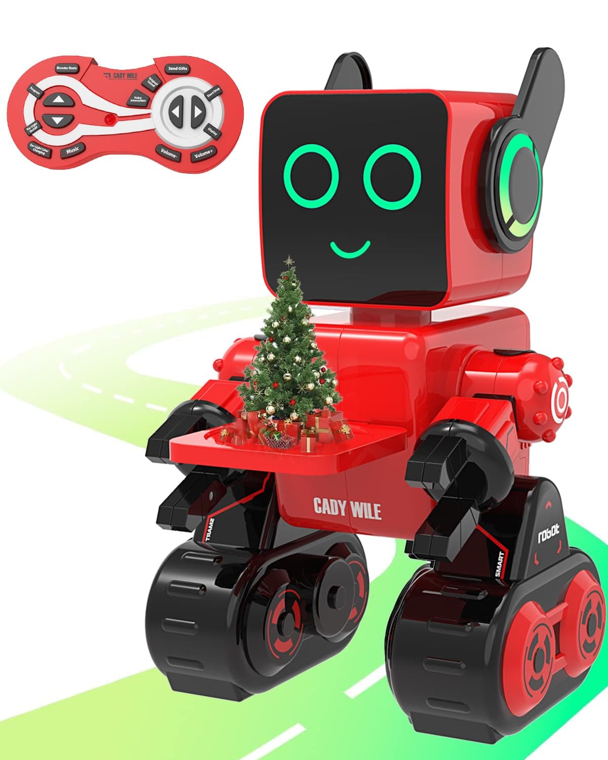 okk Robot Toys for Kids, Programmable Remote Control Robot, Interactive Toys with Coin Bank, LED and Tray, Walking Talking Singing Dancing Gift for Boys Girl（Red）