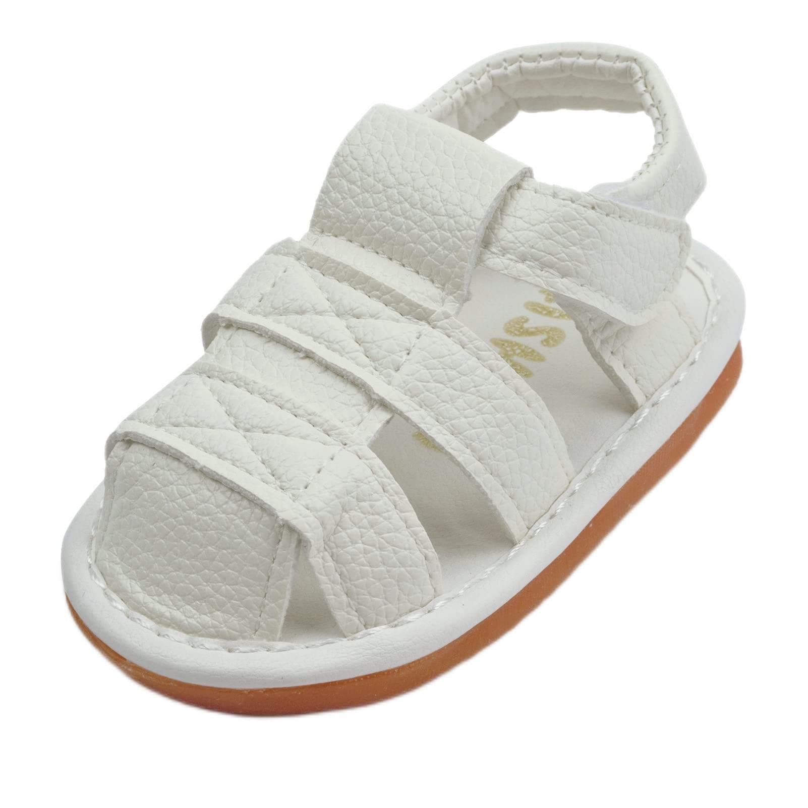 Baby Boy Girl Summer Infant Squeaky Sandals Premium Rubber Sole Closed-Toe Non-Slip Shoes Toddler First Walkers