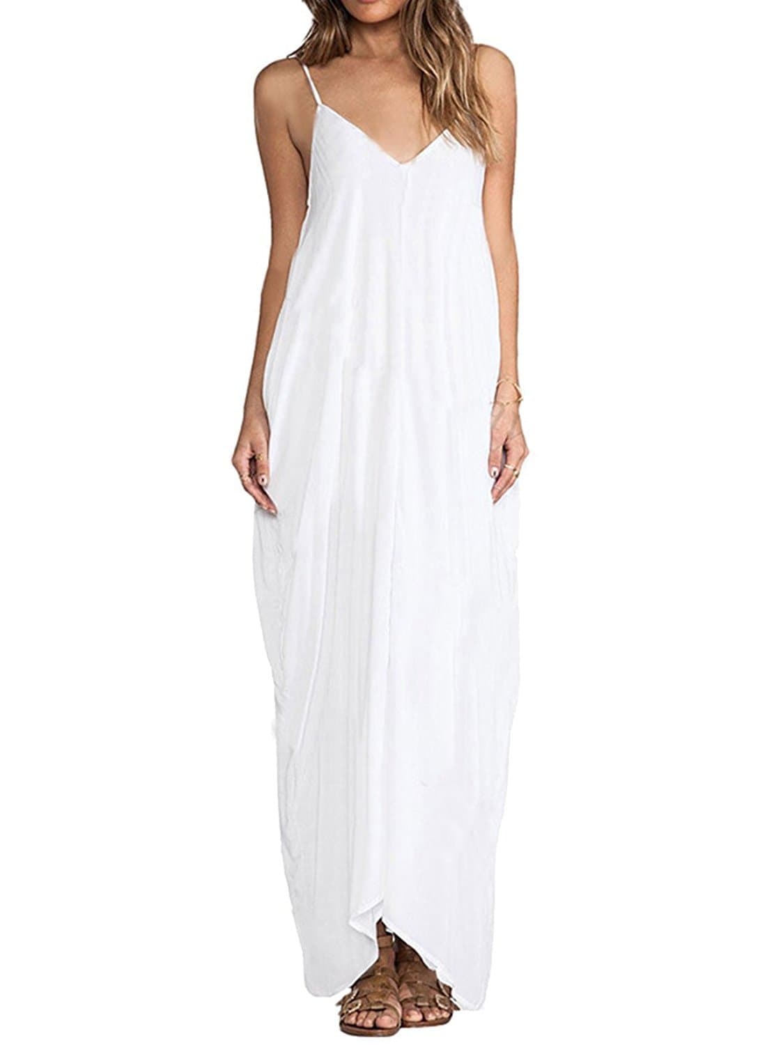 FUDITAI Women Casual Floral Print Dresses Summer Drawstring High Waist Midi Dress with Pockets (Brown, L)