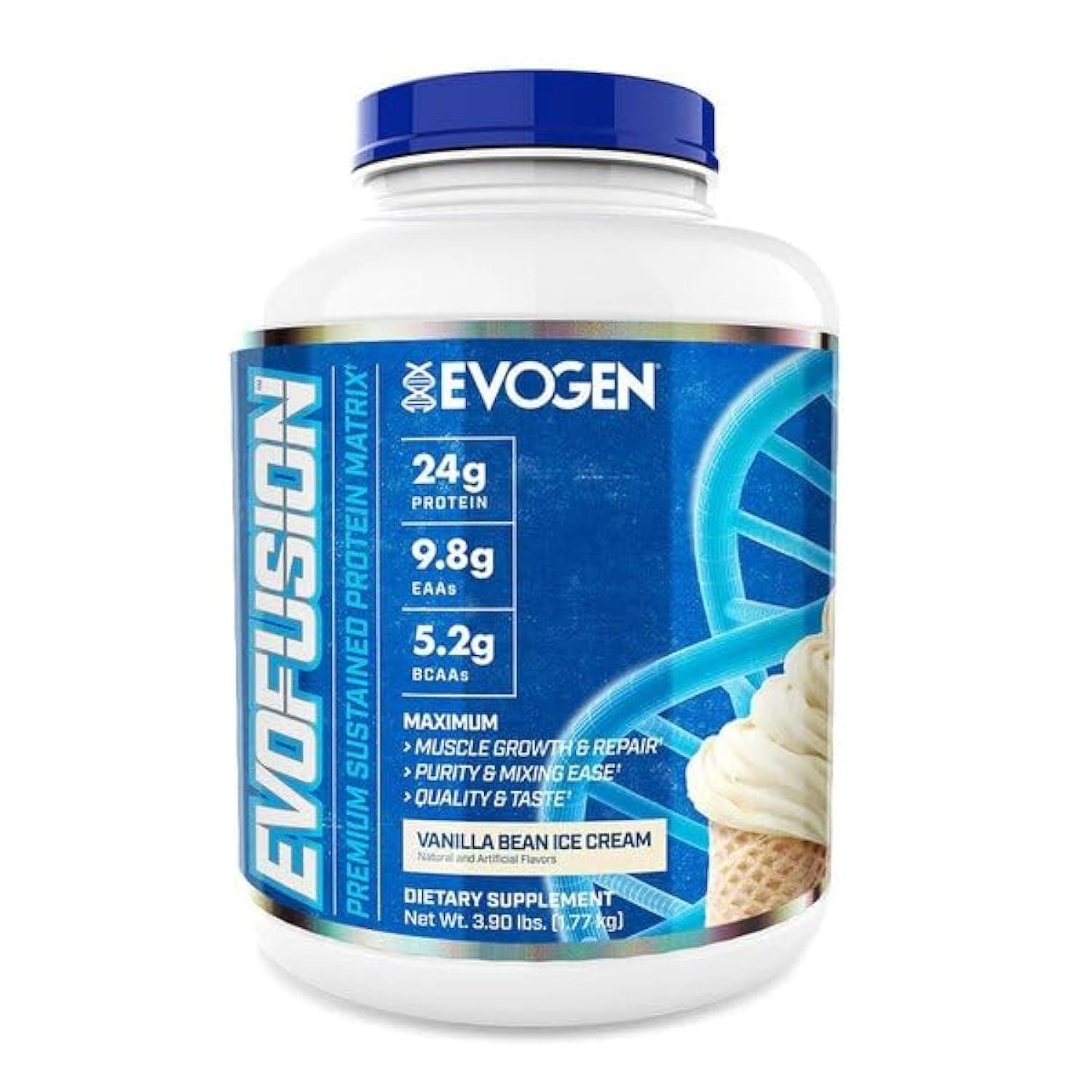 EVOGEN | EVOFUSION | Premium Protein Blend | Whey Isolate, Concentrate & Casein | Maximum Growth & Repair | Purity, Quality & Taste | Vanilla Bean Ice cream 60 Servings