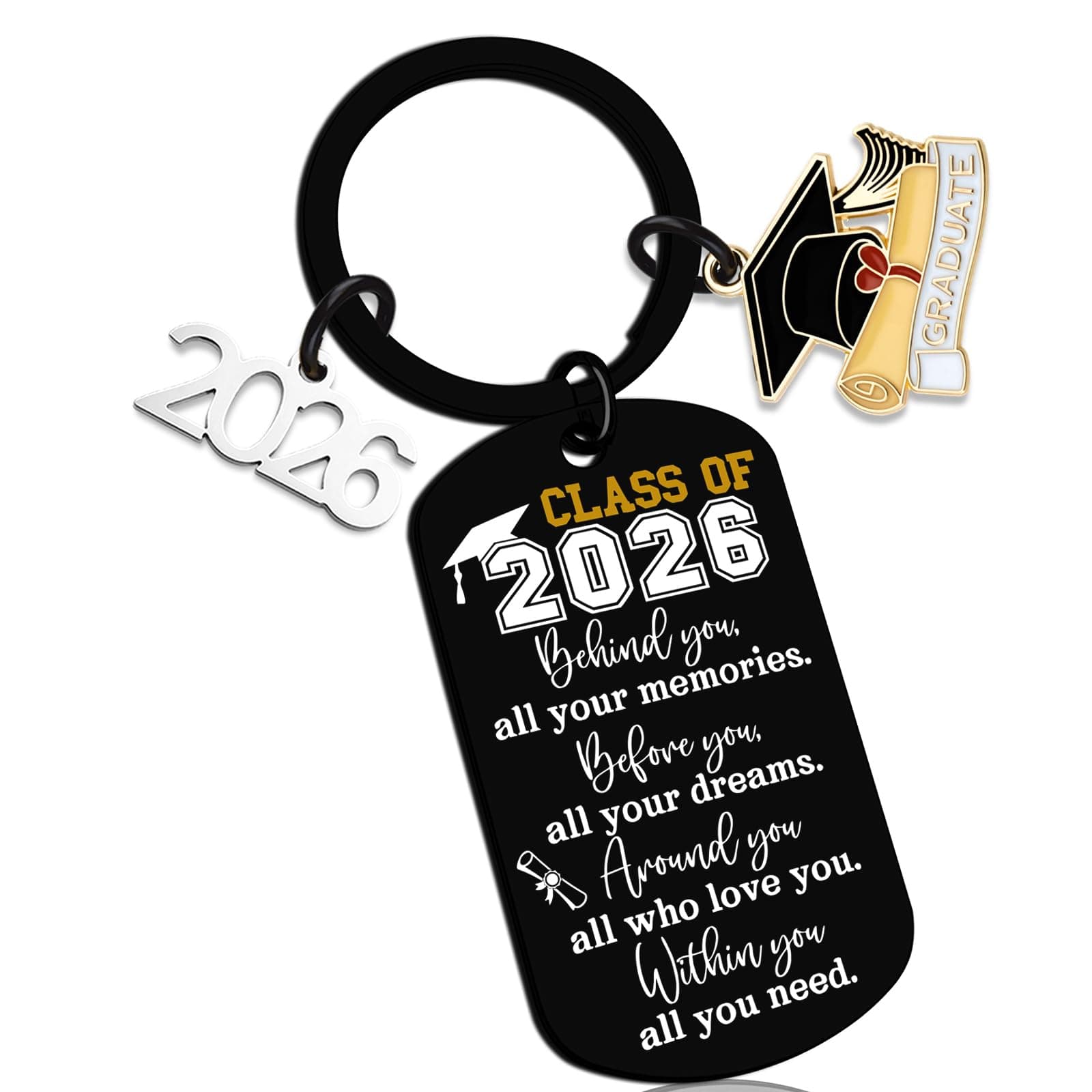 2026 Graduation Gifts For Her Him Senior Class Of 2026 Keychian Gift College Gifts For Girls High School Inspirational Gift Teen Boy Girls Grad Present Senior High College Keyring Necklace