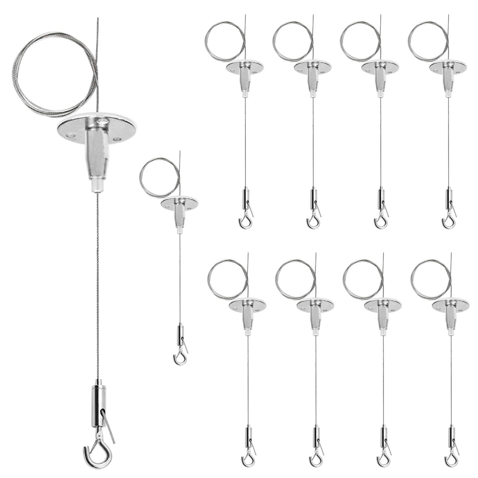 10 Pack 3.2 ft Ceiling Sign Hanger, Suspension Cable Wire for Hanging LED Panel Light Billboards, Load 11 lb