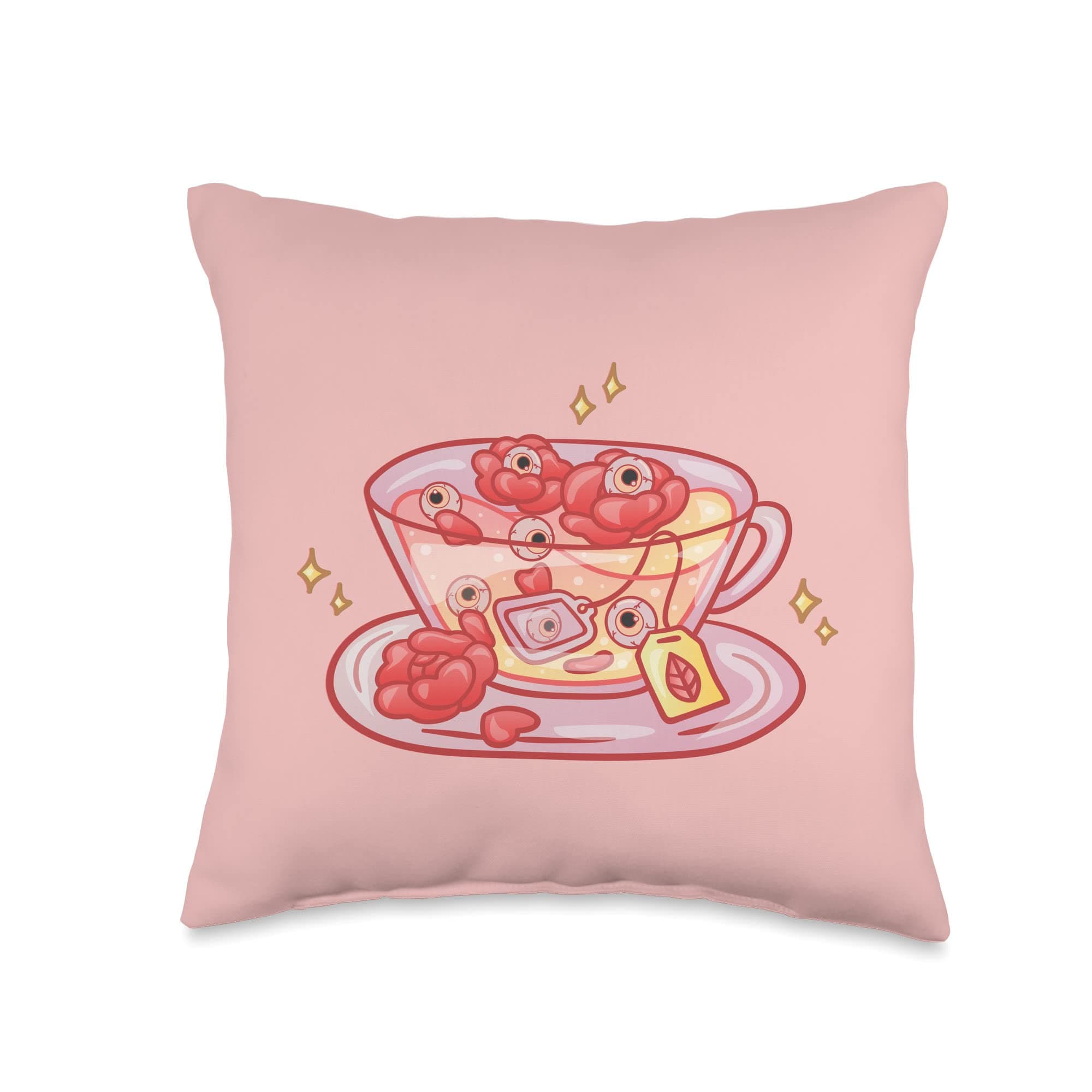 Weirdcore Aesthetic Clothes Alt Indie DreamcoreWeirdcore Aesthetic Eyes Tea Eyeballs In A Tea Cup Throw Pillow