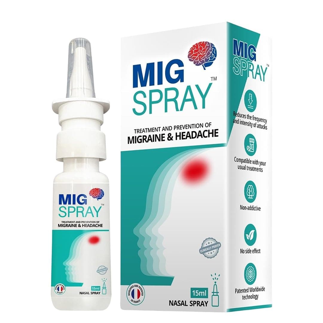 Migraine Relief Nasal Spray 15ml | Fast-Acting Migraine & Sinus Headache Medicine | Natural Plant Extract Formula | Drug-Free, Non-Drowsy Daily Prevention Treatment | Safe for Men, Women & Kids | European Developed