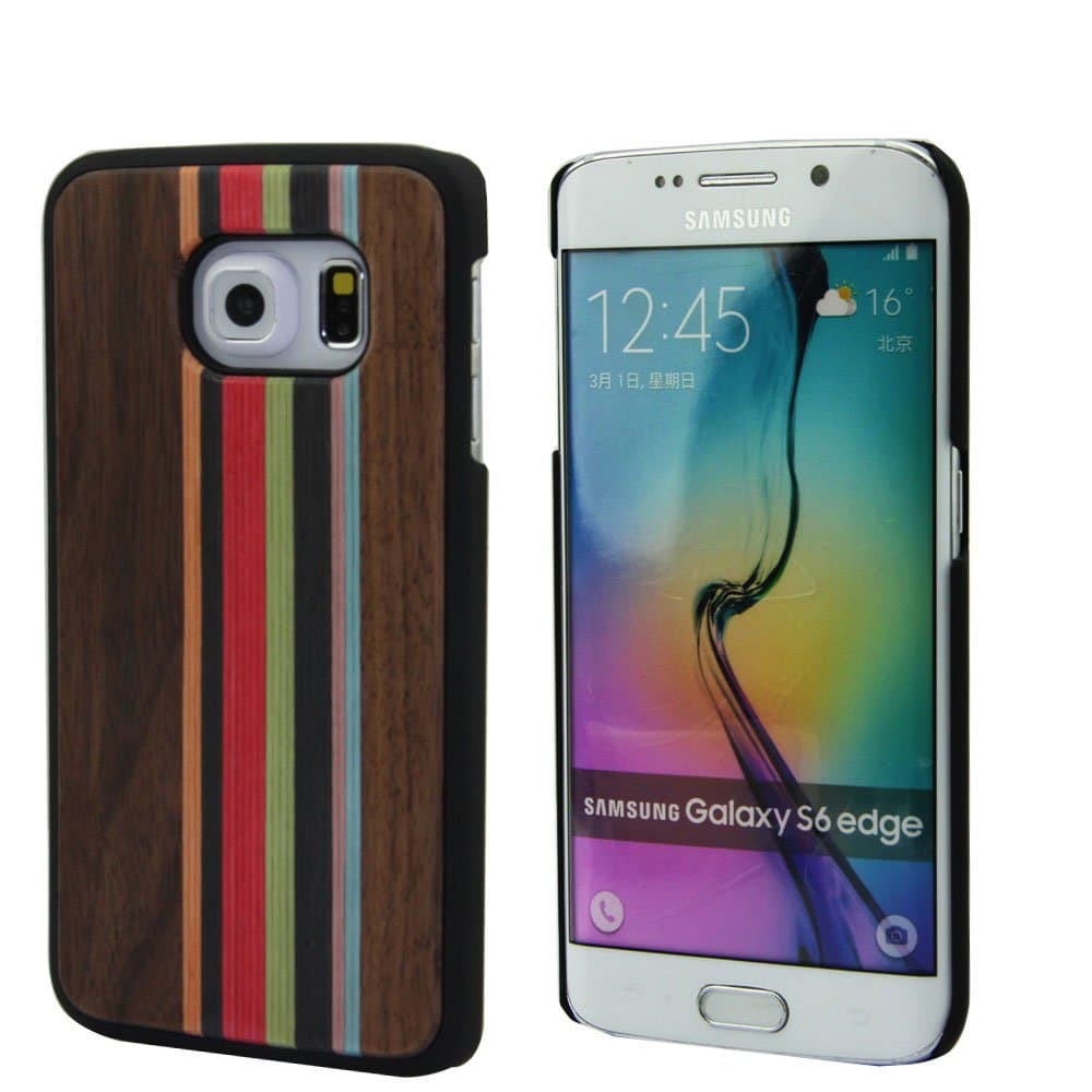 Galaxy S6 Edge Case Wood, Unique Real Wooden Bumper Fits Samsung Galaxy S6 Edge