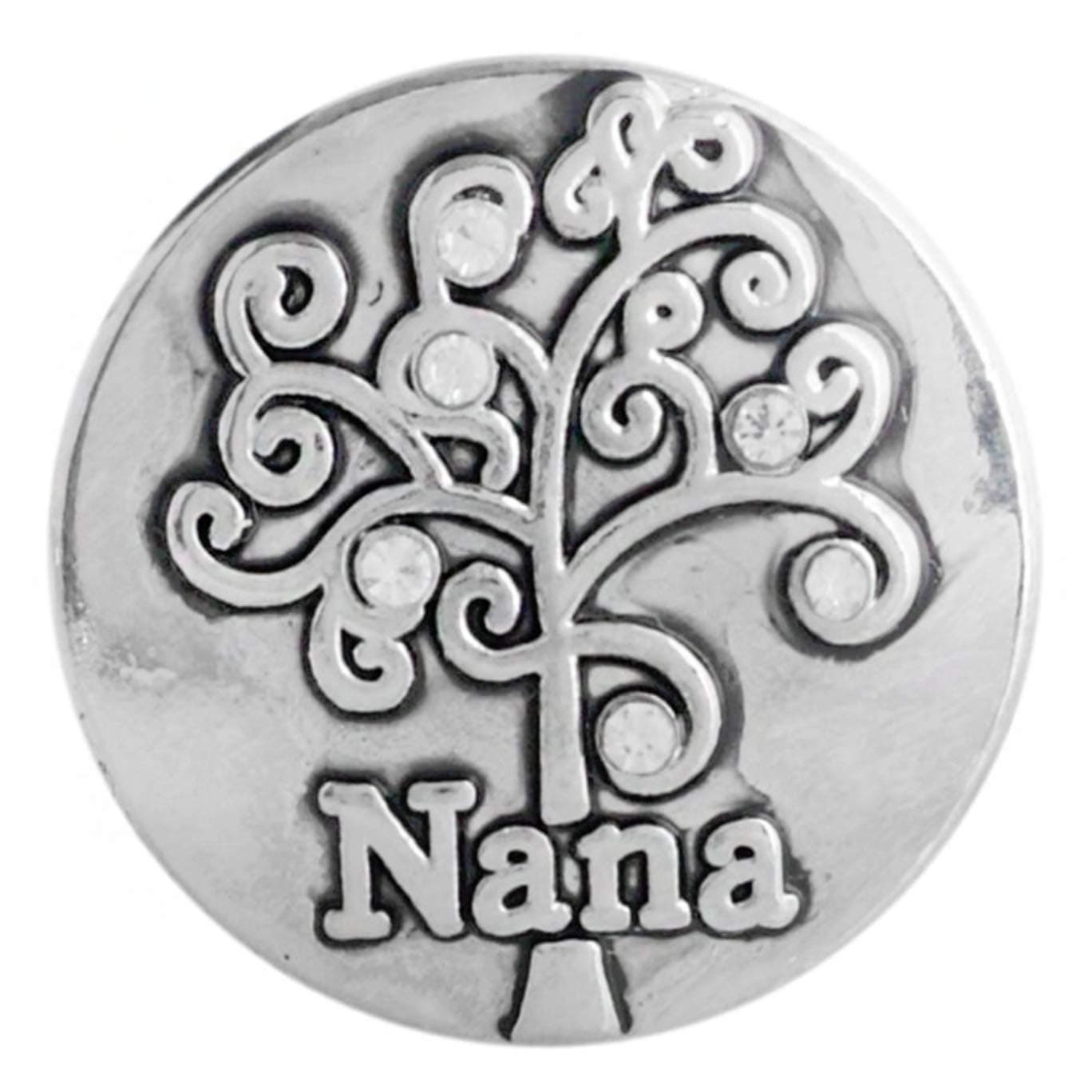 Rockin Angels Silver Tree Nana Clear Rhinestone 20mm Snap Charm for Ginger Snaps Jewelry