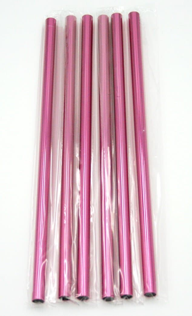 Frijid Colored Aluminum Drinking Straws 6-pack perfect for Stainless Steel Tumblers (pink)