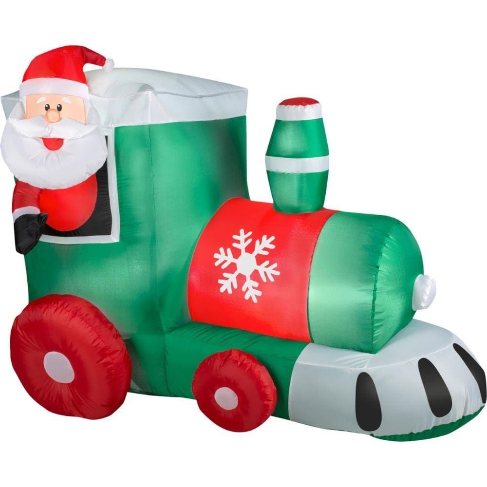 4 ft Gemmy Airblown Inflatables Santa in Train Outdoor Christmas Decor Lights up with Energy-Efficient LED