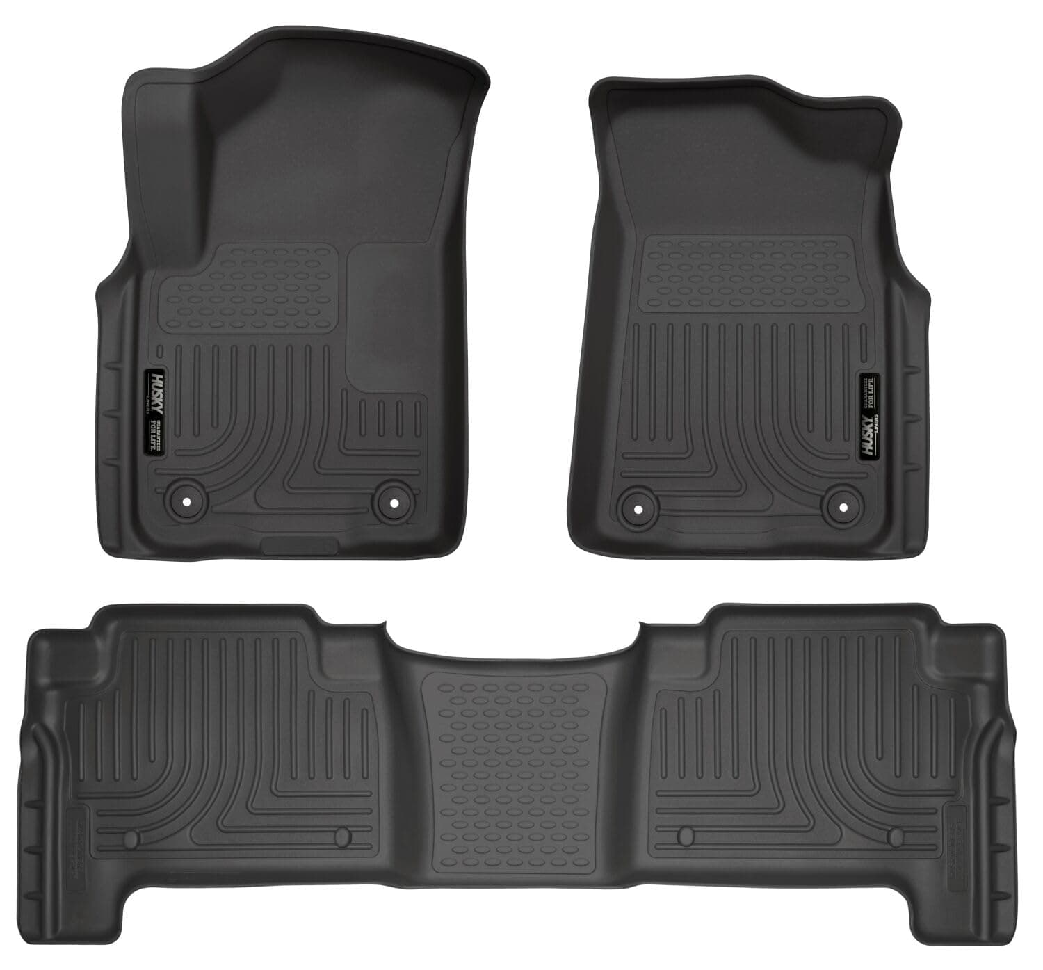 Husky Liners Weatherbeater Floor Mats | Fits 2019-2024 Infiniti QX80/Nissan Armada | Front & 2nd Row, 3-pc Black - 95671