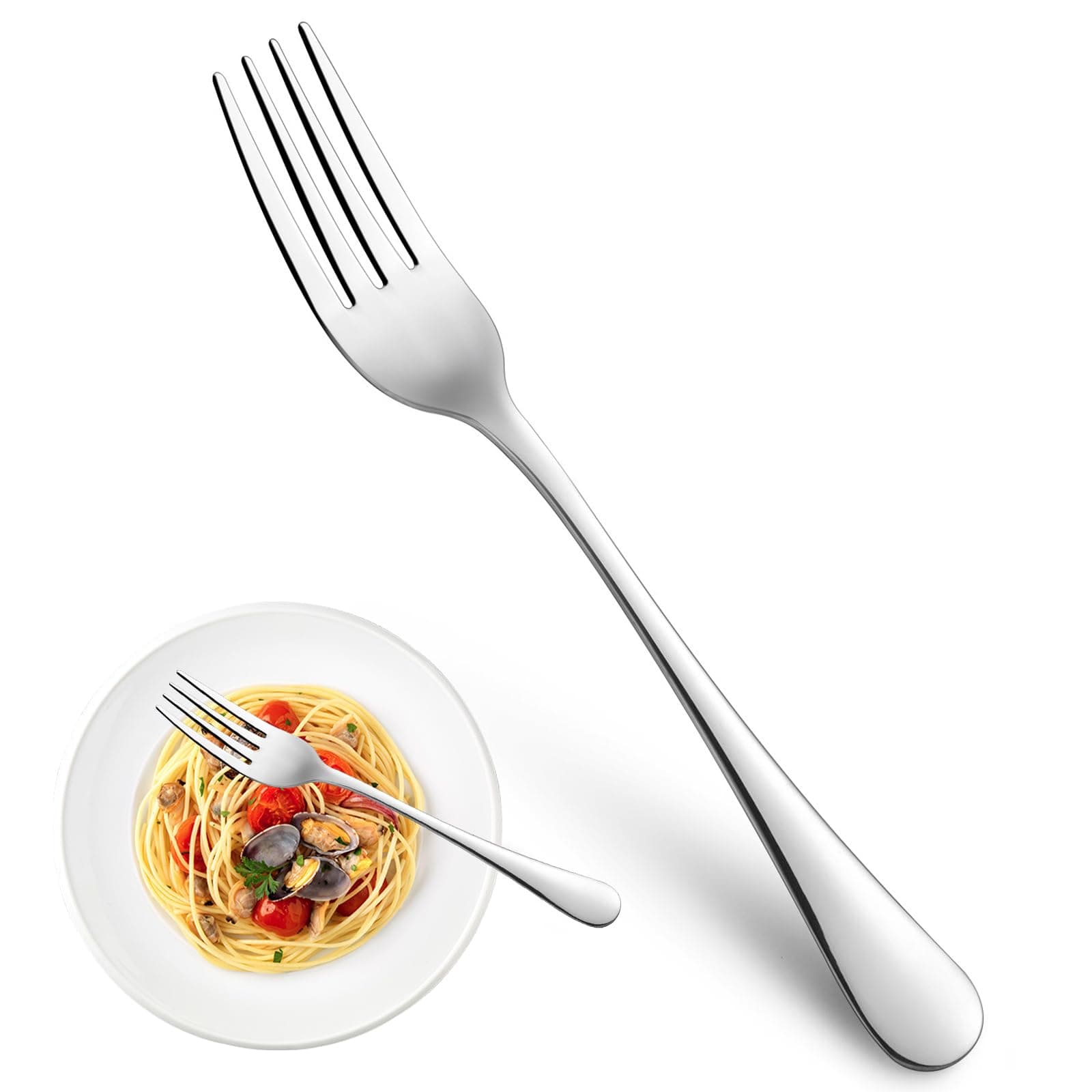 8 Pieces Dinner Forks Set, Food-Grade Stainless Steel Forks, Silverware Forks for Home, Kitchen or Restaurant, Mirror Polished, Dishwasher Safe - 8 Inch