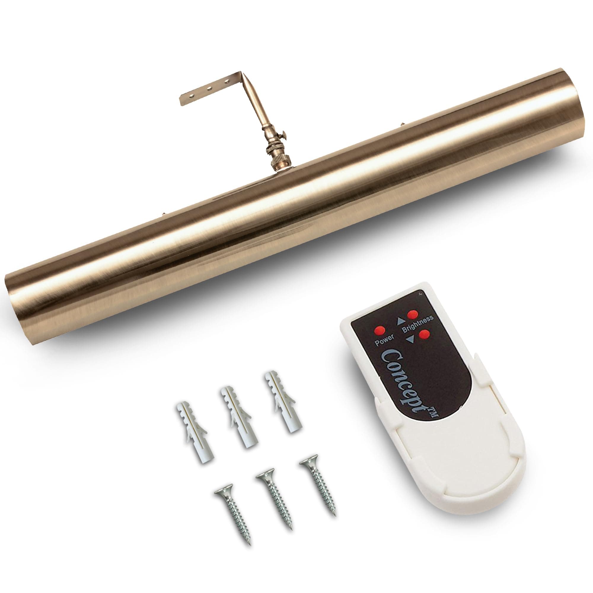 Concepdesigns Picture Light Battery Operated Picture Light, Dimmable Wireless Picture Lights for wall, Art Light, Library Light Battery Operated with Remote Control - 18 inches, Antique Brushed Bronze