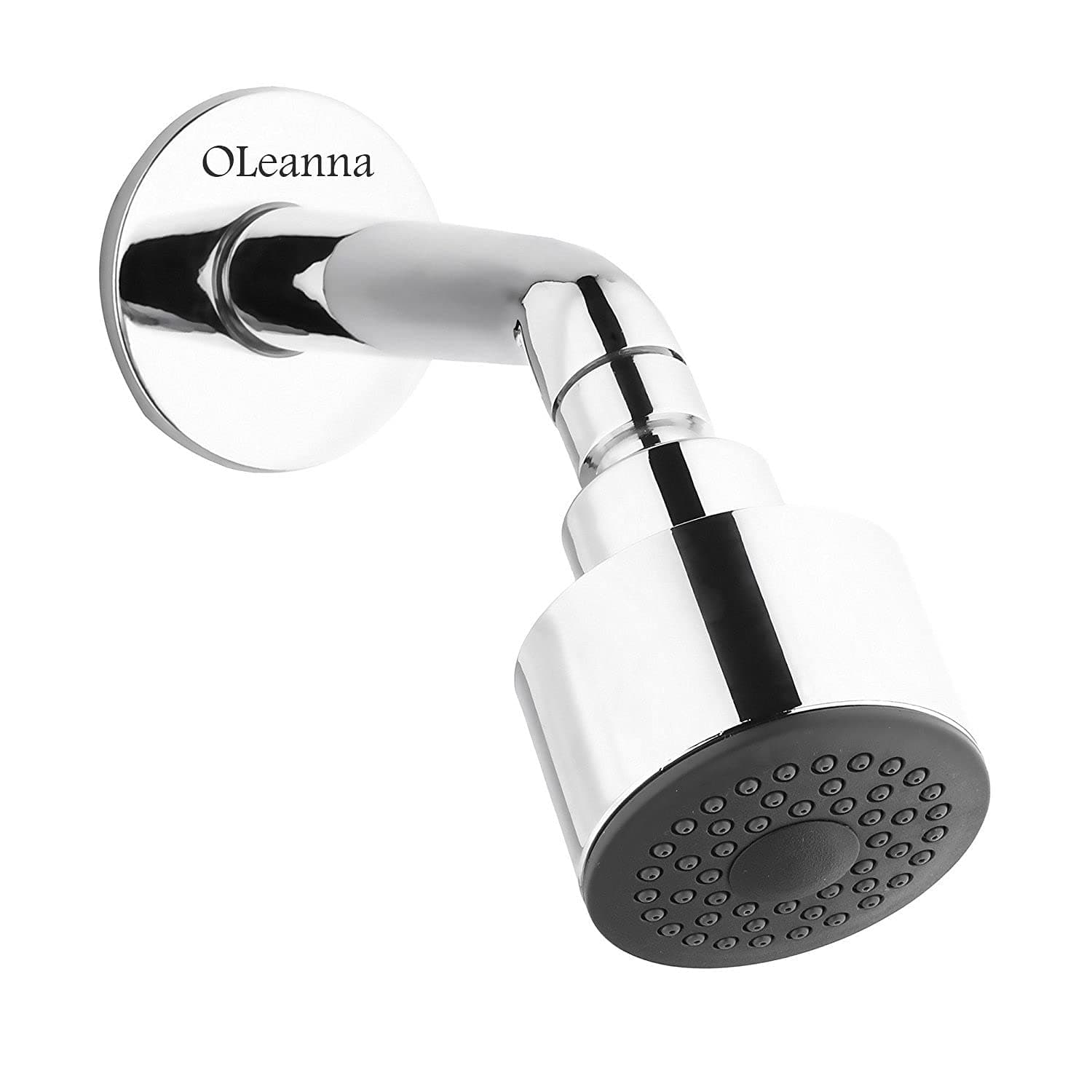 Oleanna Steel Overhead Shower with Arm and Wall Flange, Silver, Chrome Finish