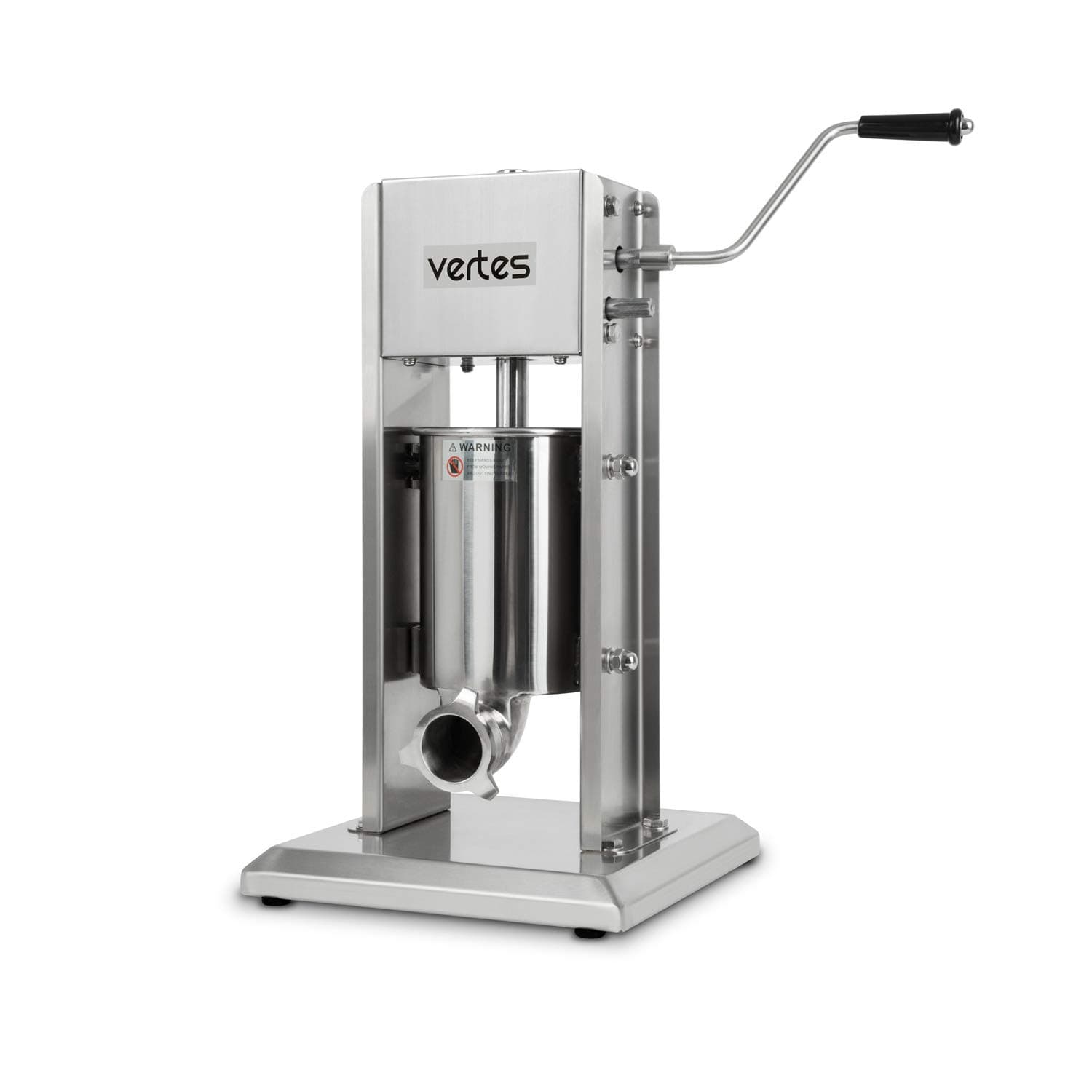 VERTES 3L Stainless Steel Sausage Filler, Stuffer and Press Vertical Heavy Duty, Manual Hand Crank, Vent Valve, 4 Stuffing Tubes of 16, 22, 32 and 38 mm, for Household or Commercial Use