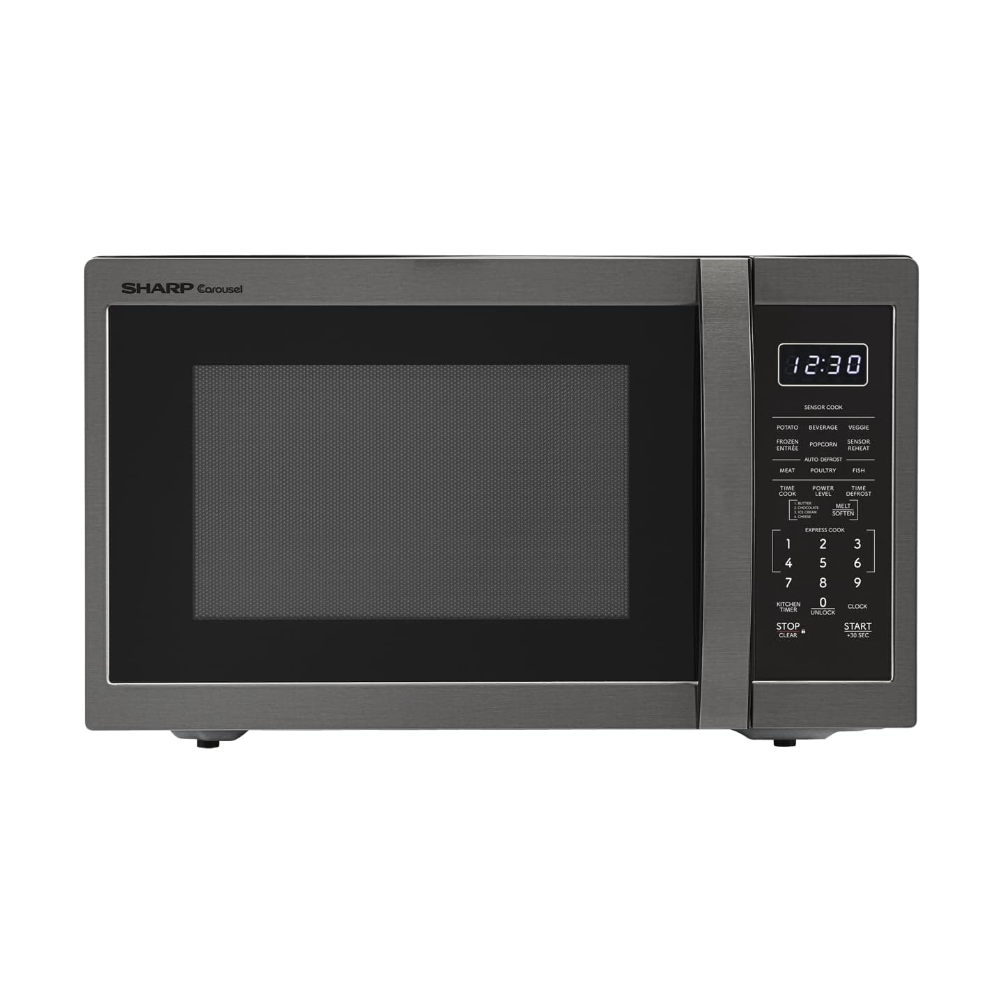 Countertop Microwave Oven with Removable 12.4" Carousel Turntable, 1.4 Cubic Feet, 1100 Watt, Black Stainless Steel