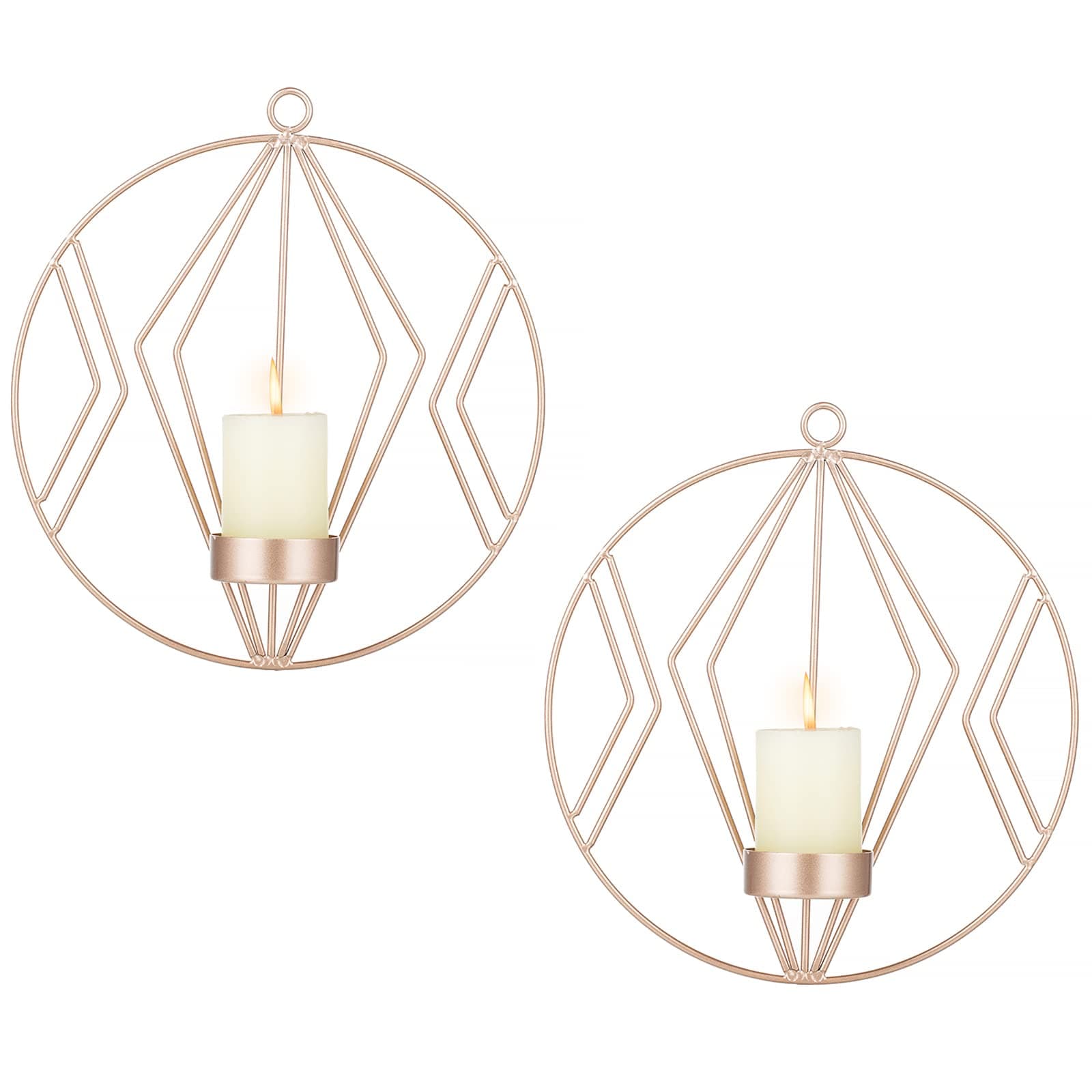 SziqiqiSmall Pillar Candle Wall Sconce, Set of 2 Metal Candle Holder Wall Decor for Living Room, Bedroom, Ideal Gift for Wedding Bedroom Decor L-9.8In Or