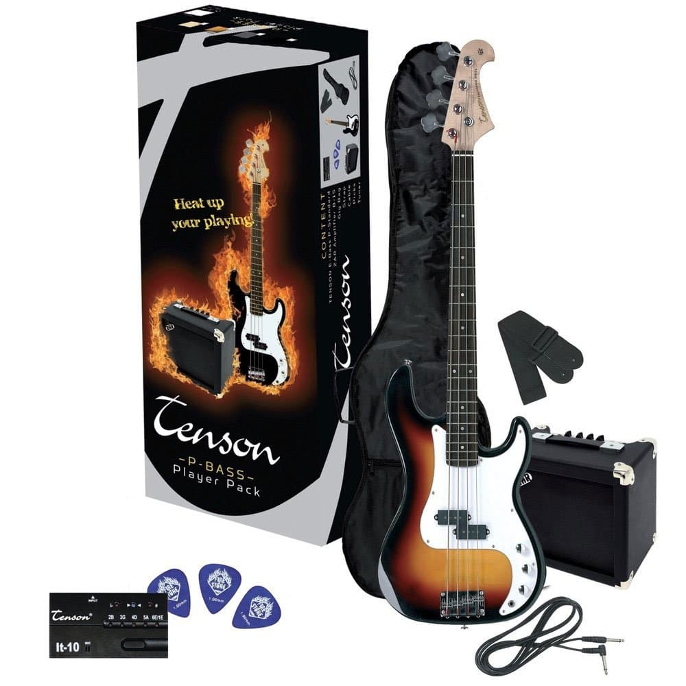 PURE GEWA E-Bass Pack 3-Tone sunburst RCB-100 incl. amp, gig bag, tuner, strap, cable, picks