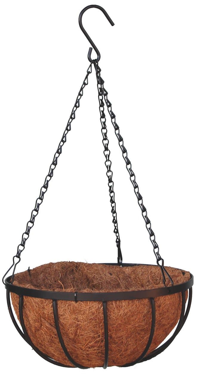 12" Georgian Rigid Iron Hanging Basket with Coco Moss Liner (Set of 10)