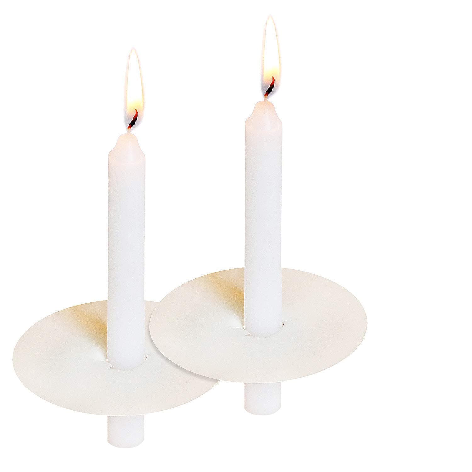 150 Church Candles with Drip Protectors for Devotional Candlelight Vigil Service, Box of 150 Candles, Unscented White 5" H X 1/2" D, No Smoke