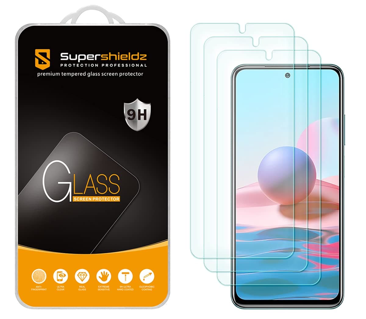 Supershieldz (3 Pack) Designed for Xiaomi Redmi Note 10 / Redmi Note 10s Tempered Glass Screen Protector, Anti Scratch, Bubble Free