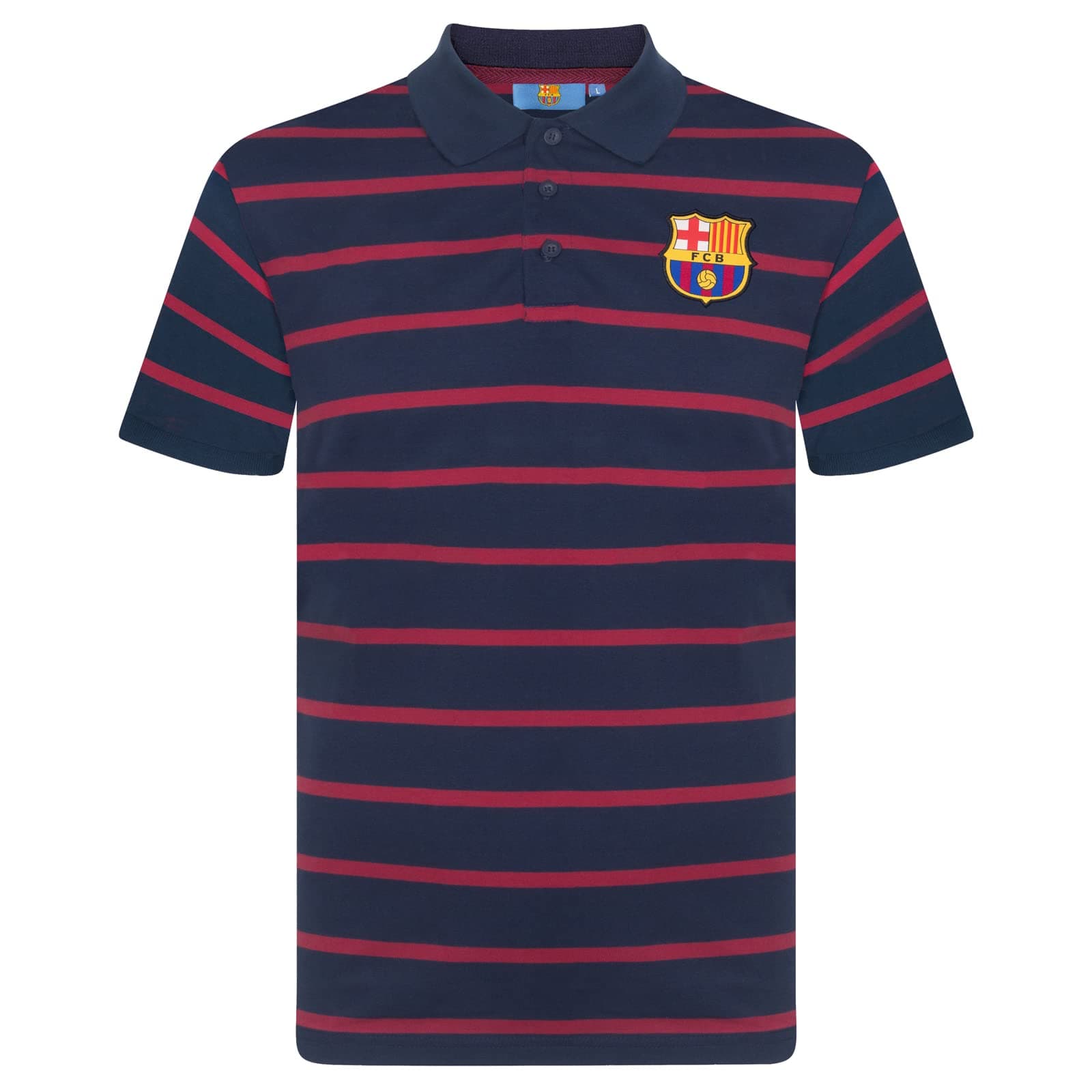 FC Barcelona Official Soccer Gift Mens Striped Polo Shirt