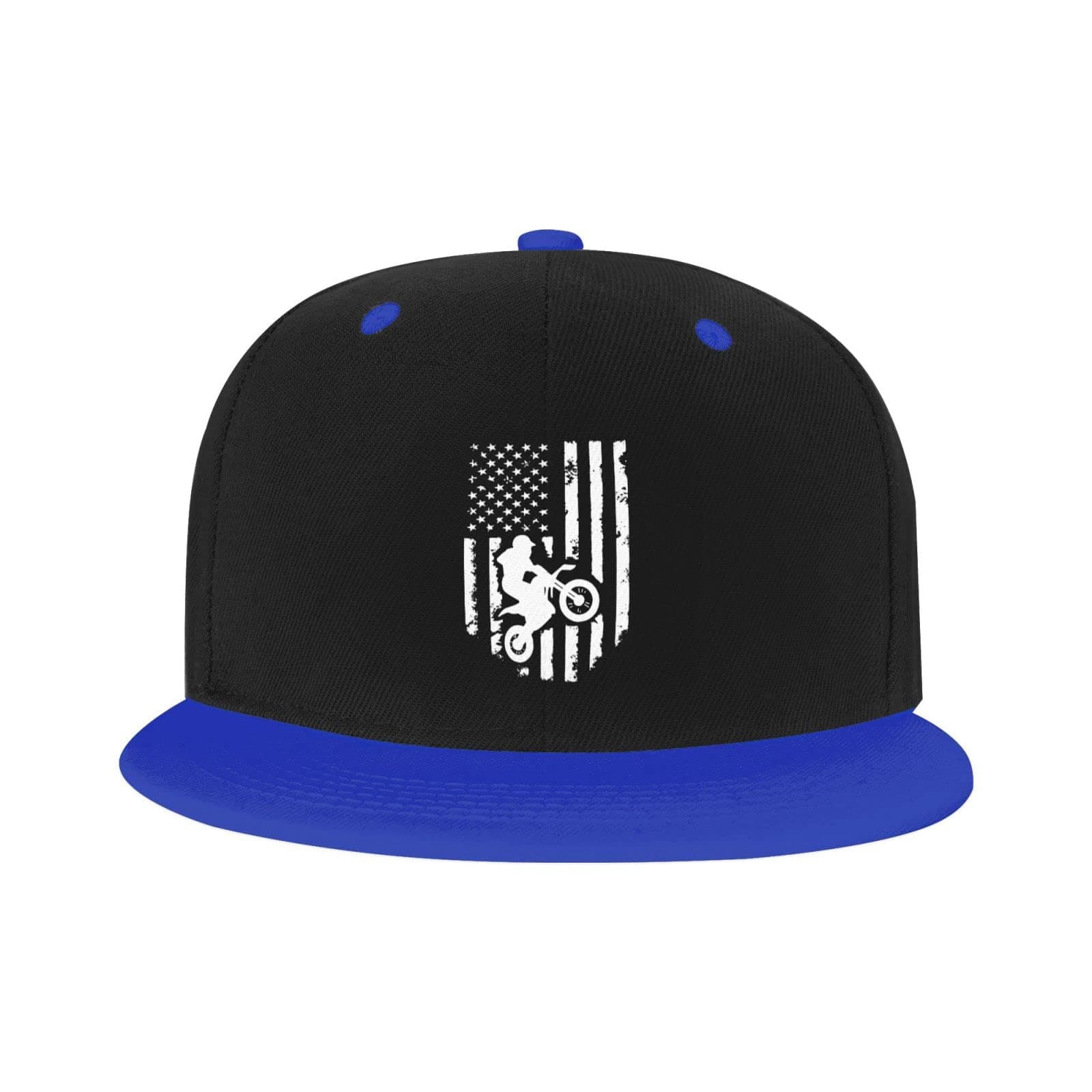 IRON1974 USA Flag Dirtbike Motocross Adult Flat Brim Contrast Hip Hop Hat Unisex Flat Bill Sports Adjustable Cap