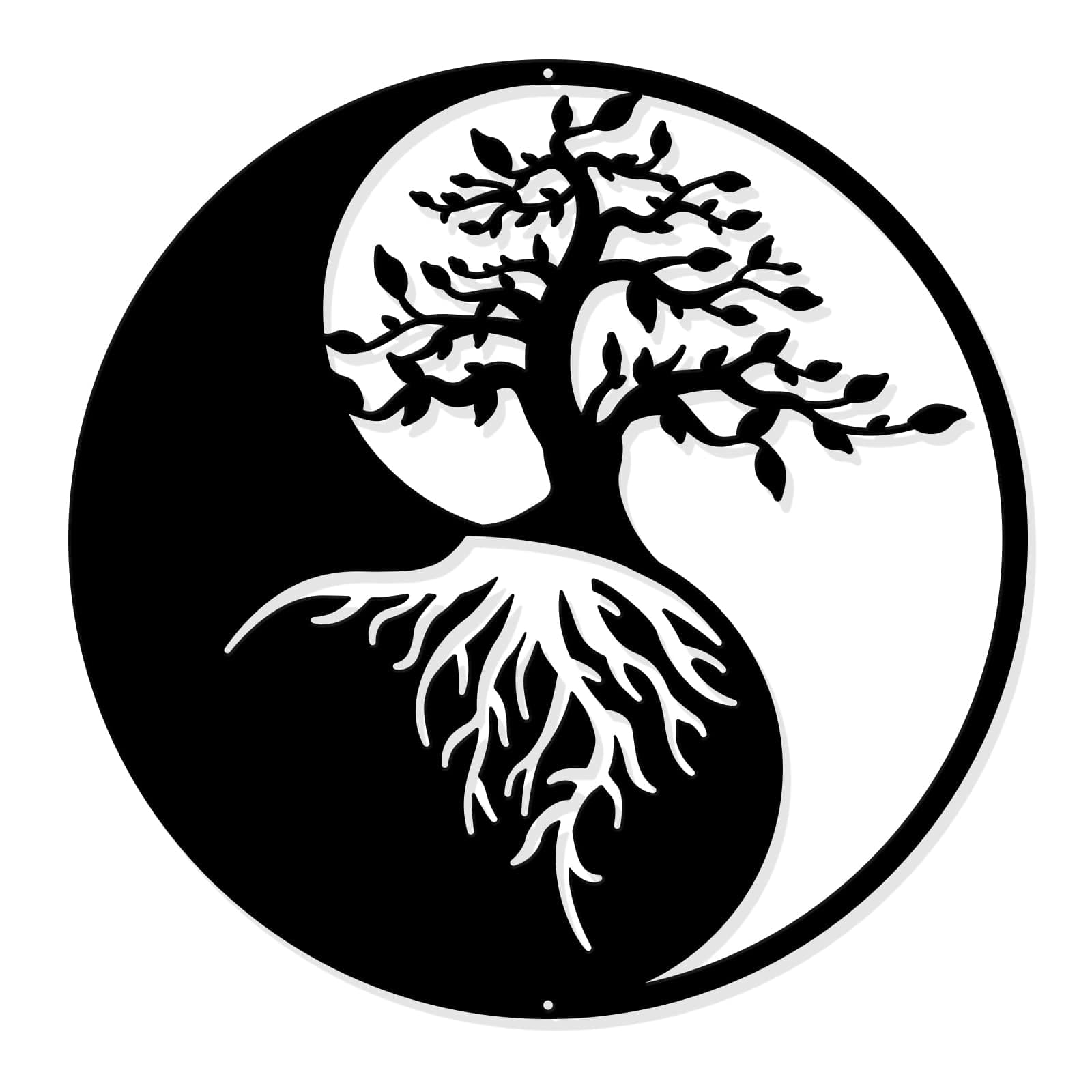 NBEADS Tree of Life Metal Wall Art Decor, 11.8" Yin Yang Wall Art Black Wall Hanging Decor Silhouette Wall Art for Bedroom Living Room Bathroom Office Garden Hotel Wall Decoration