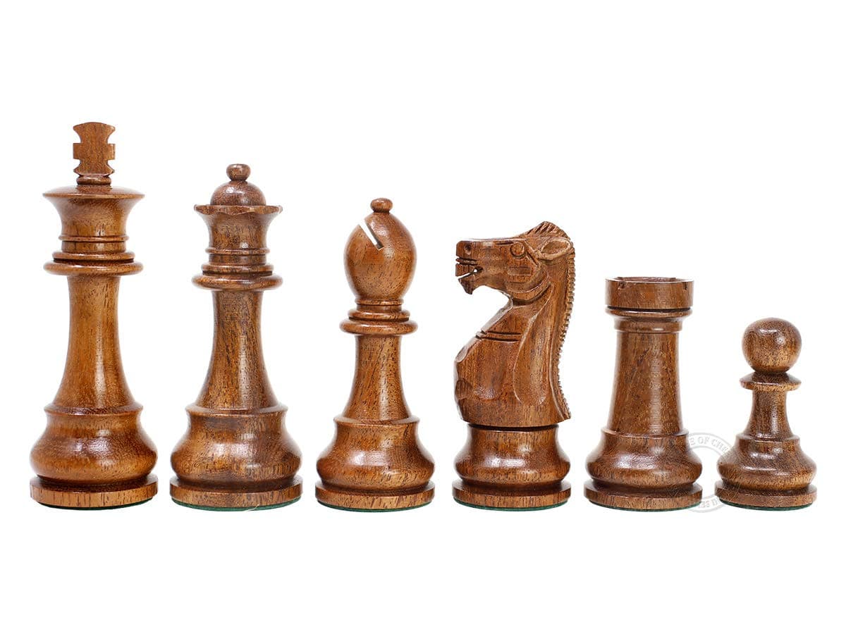 House of Chess - Tournament Chess Set Pieces - Unique Staunton Golden Acacia Wood/Boxwood - King Height: 3.75" (95 mm) - 2 Extra Queens - Weighted