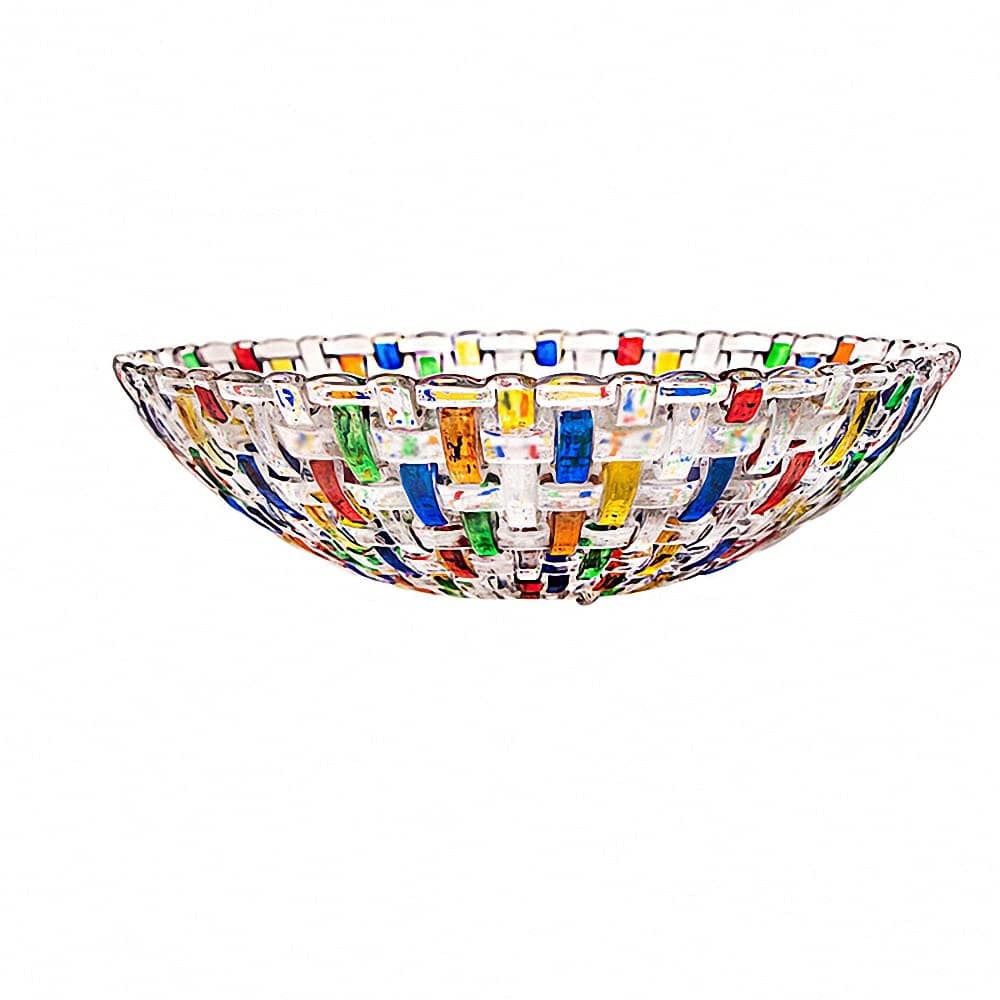 MAGCOLOR Hand Painted Colorful Woven Glass Crystal Salad & Fruit Bowl Decoration,Centerpiece For Home,Office,Wedding Decor, Fruit, Snack, Dessert, Server